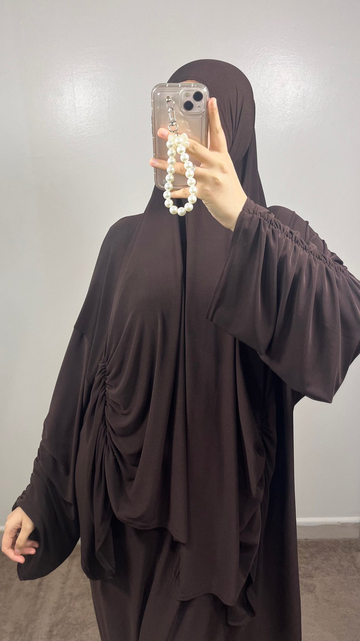 PREMIUM JERSEY BROWN ABAYA + HIJAB SET
