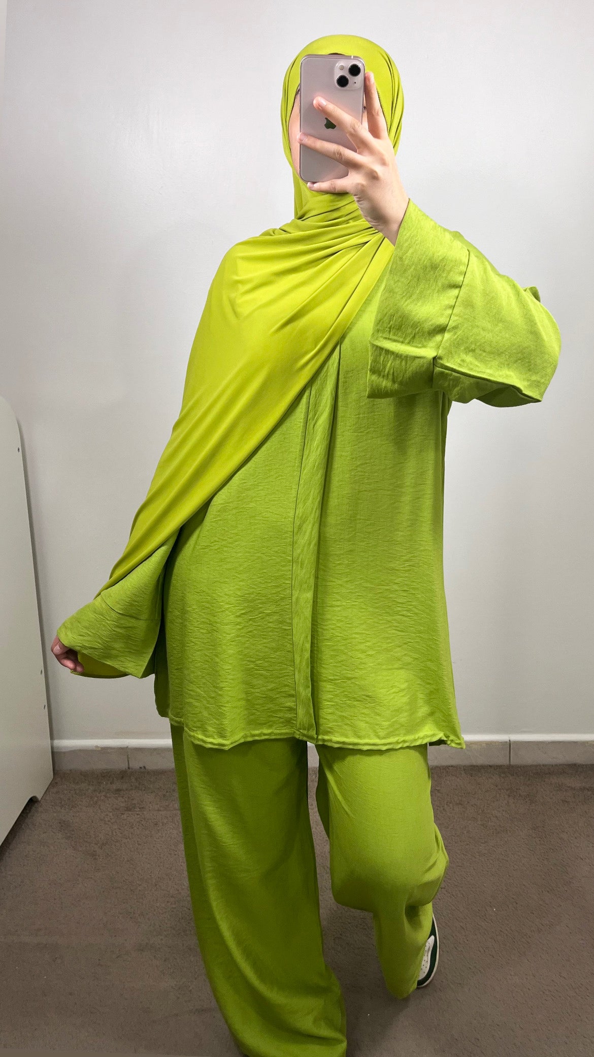 ENSEMBLE EFFET LIN VERT POMME