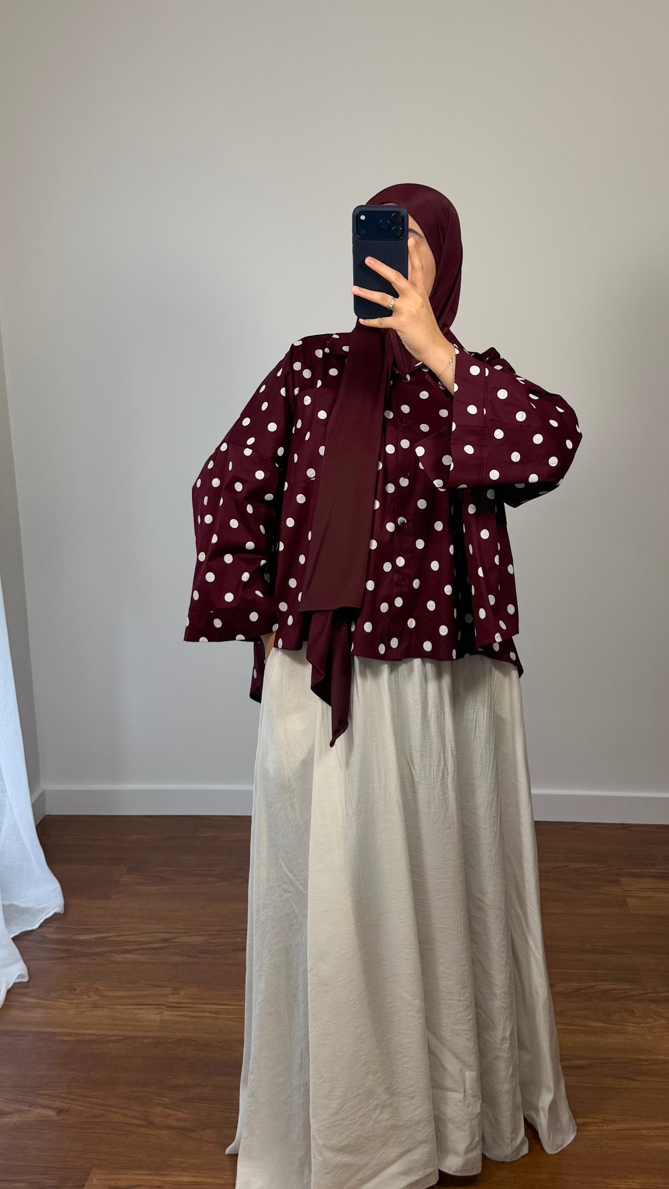 CHEMISE À POIS BORDEAU