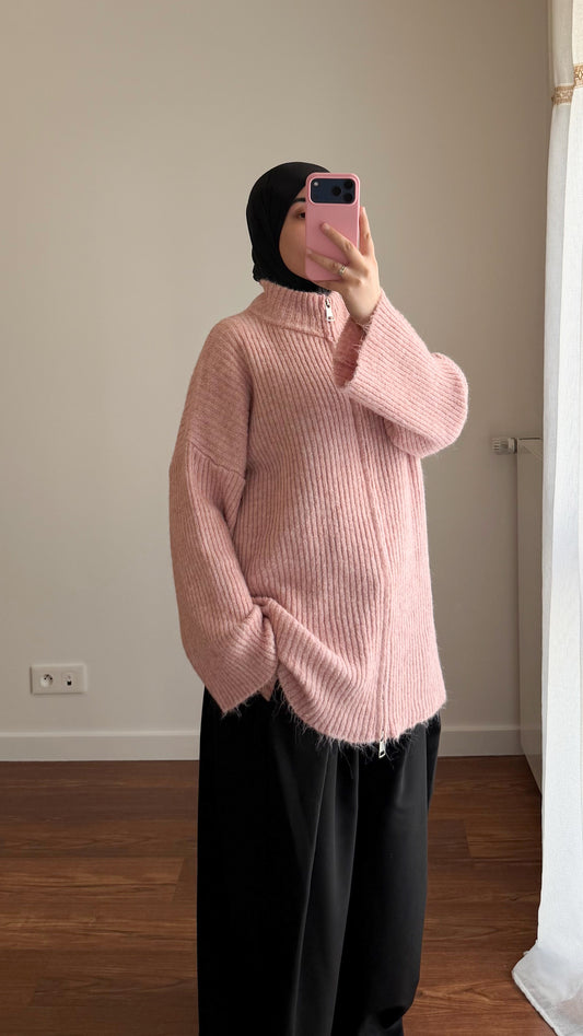 GILET ZIPPÉ ROSE