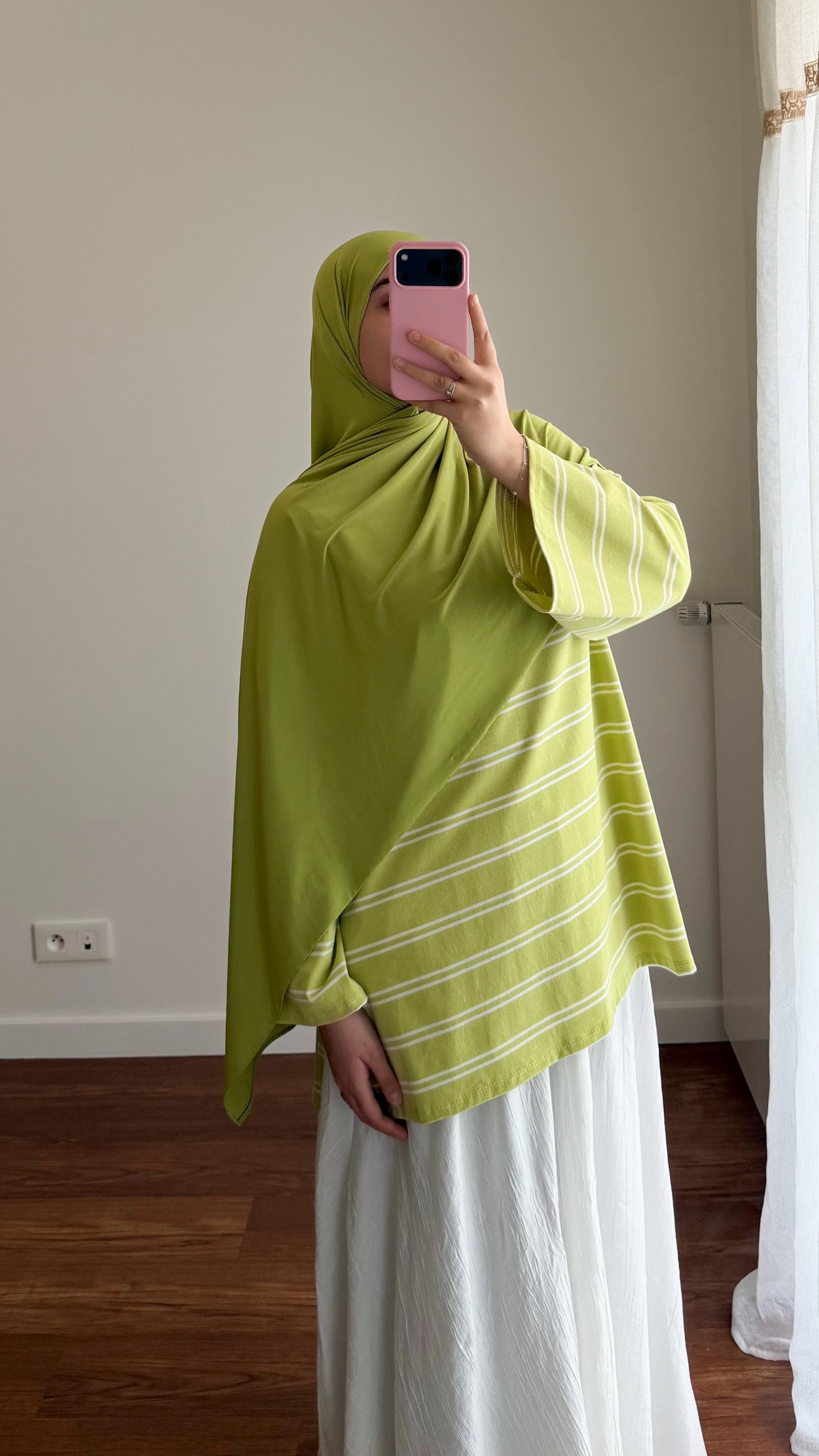 T-SHIRT RAYÉ OVERSIZE VERT POMME
