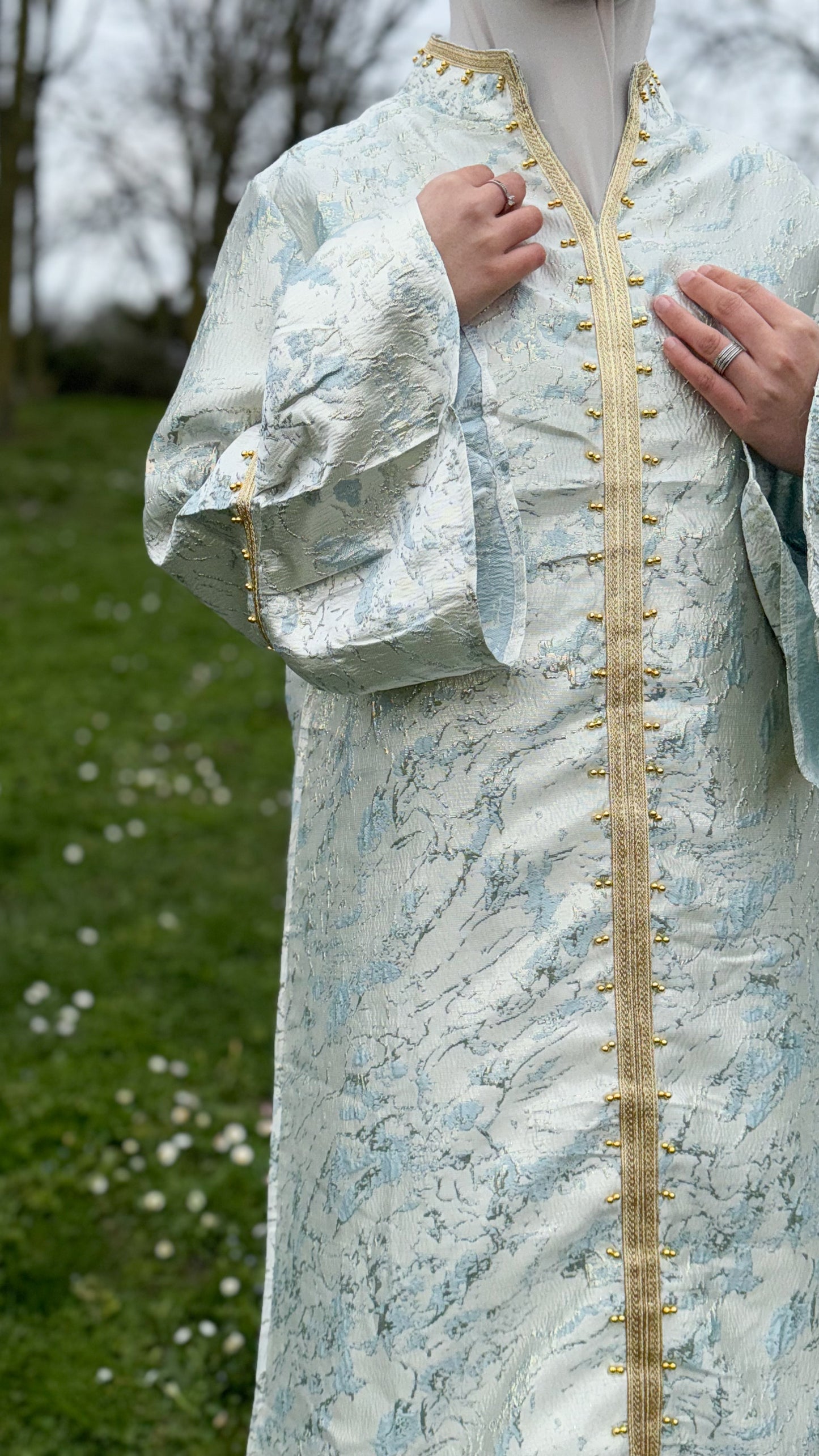 ABAYA STYLE CAFTAN QUALITÉ PREMIUM BLEU CIEL