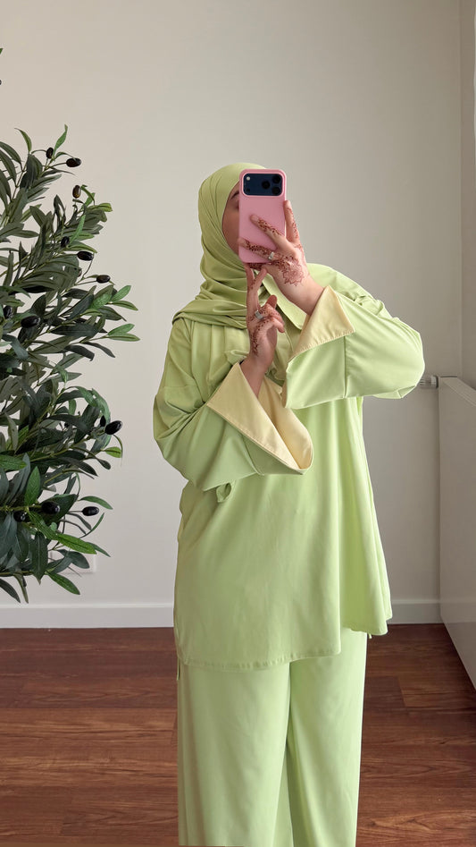 BURKINI SAYA 3 PIÈCES VERT D’EAU/JAUNE