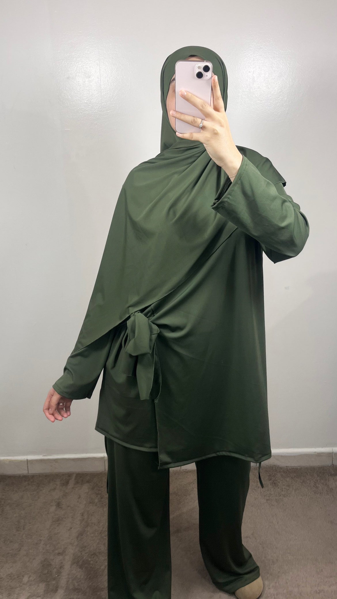 BURKINI 3 PIÈCES À NOUER VERT KAKI