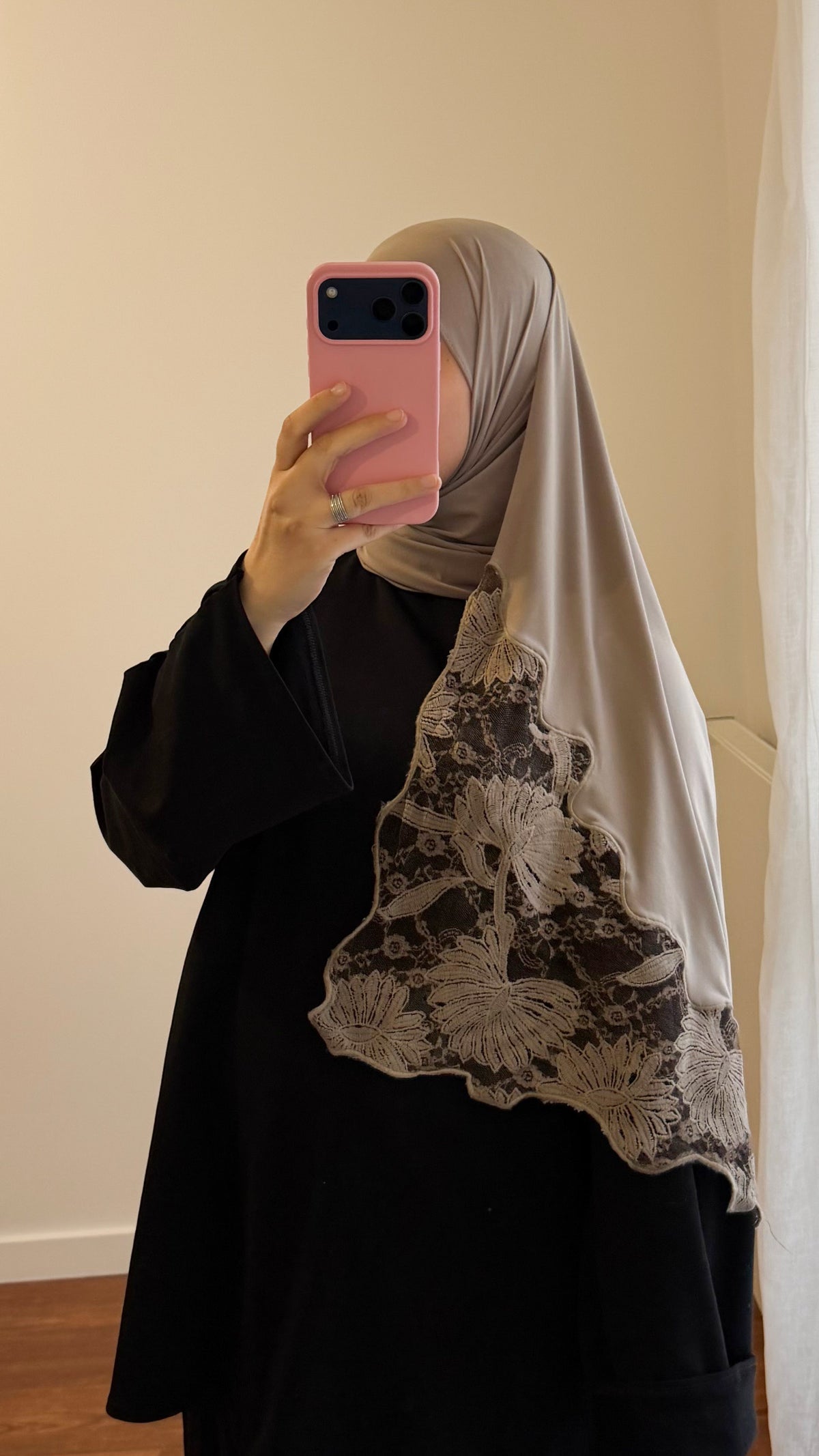 HIJAB JERSEY PREMIUM DENTELLE TAUPE FONCÉ