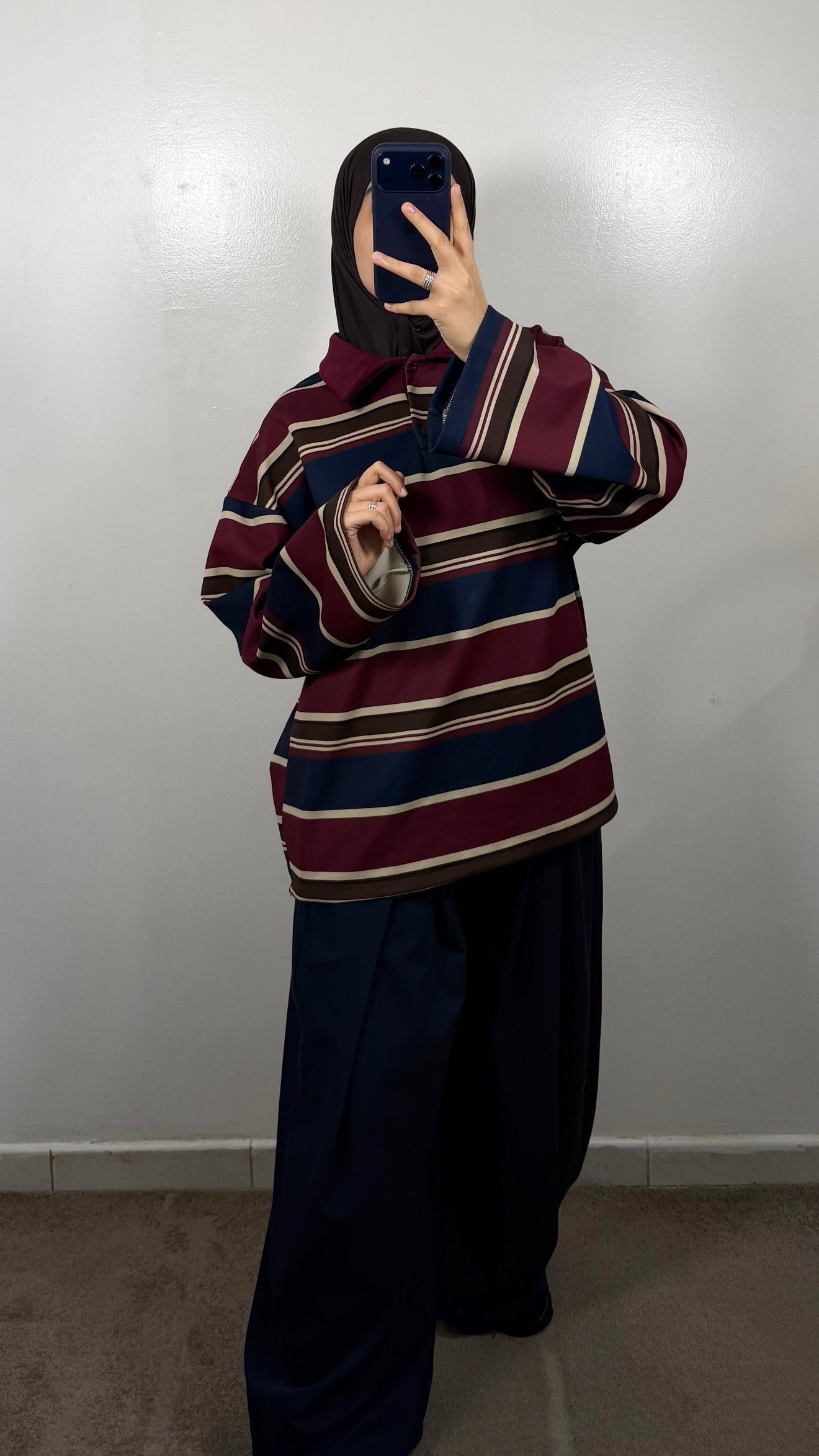 POLO EPAIS BORDEAU/BLEU MARINE/MARRON