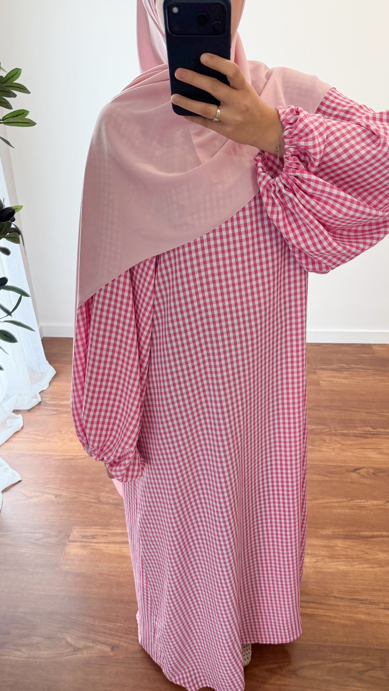 ABAYA VICHY ROSE FUSHIA