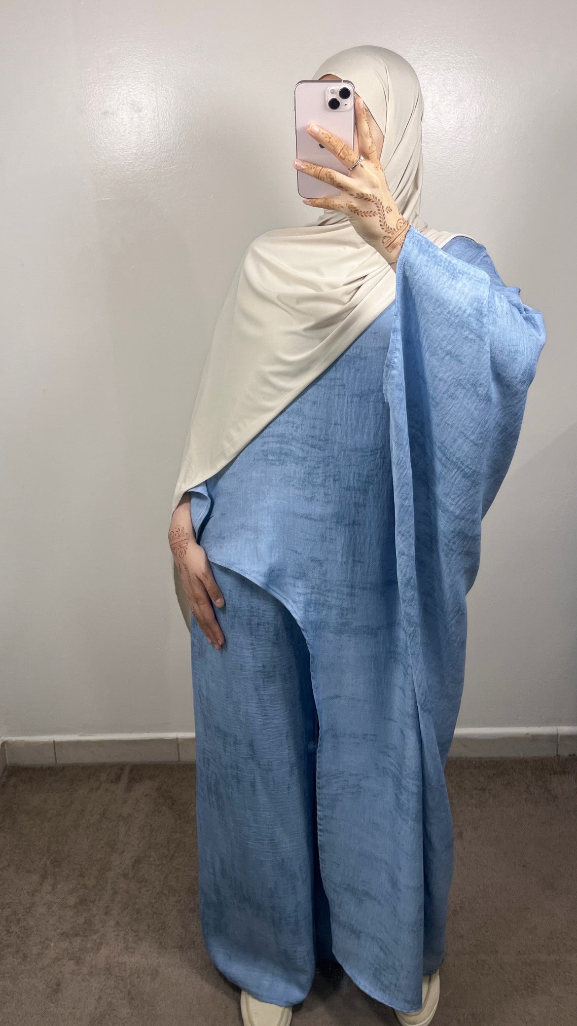 ENSEMBLE ROBE COUPÉE + PANTALON BLEU CIEL