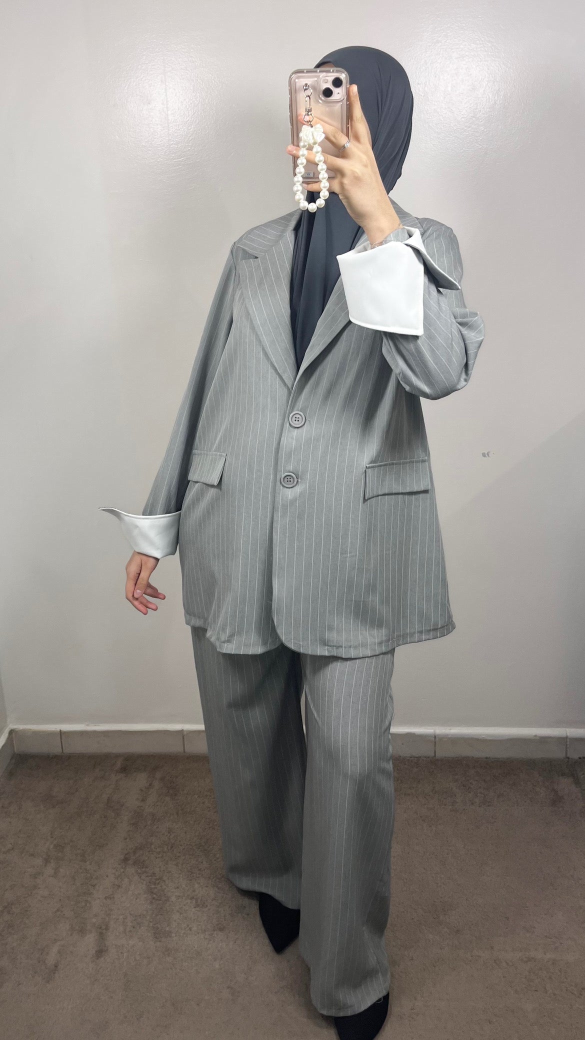 GREY BLAZER STRIPE SET