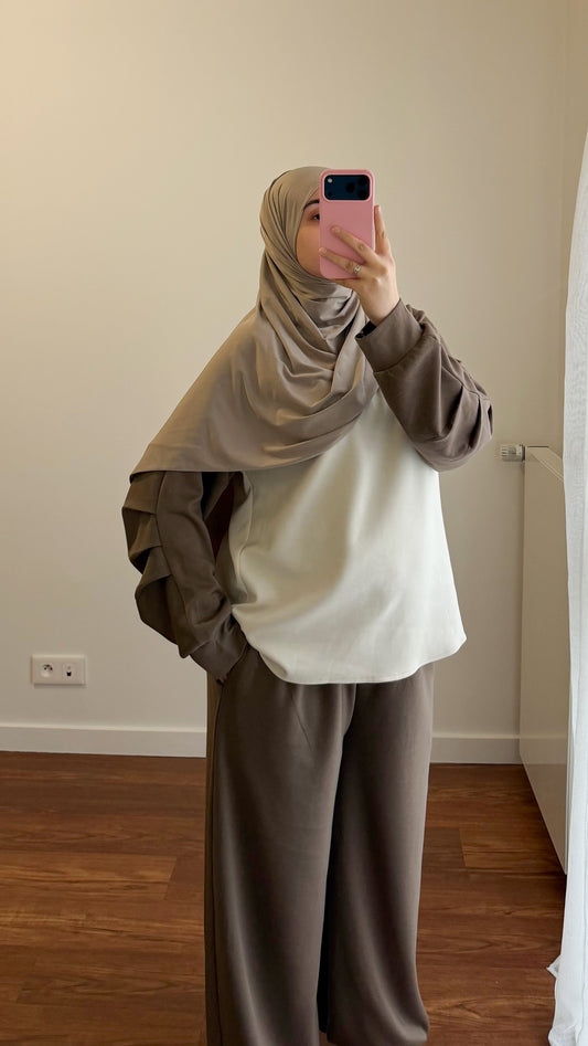 ENSEMBLE JOGGING BICOLORE TAUPE
