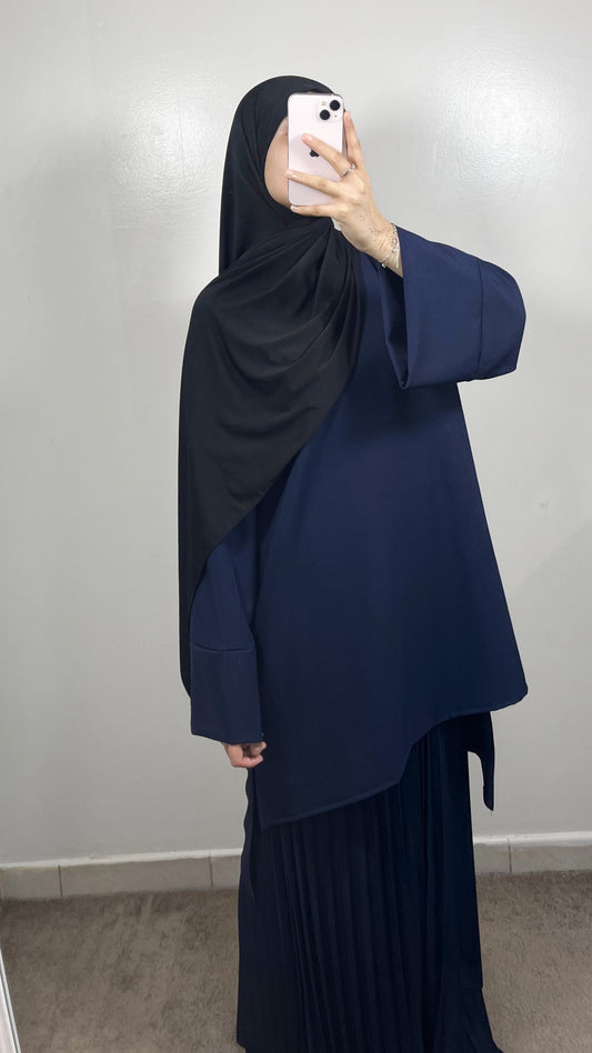 ENSEMBLE JUPE PLISSÉE EMAAN BLEU MARINE
