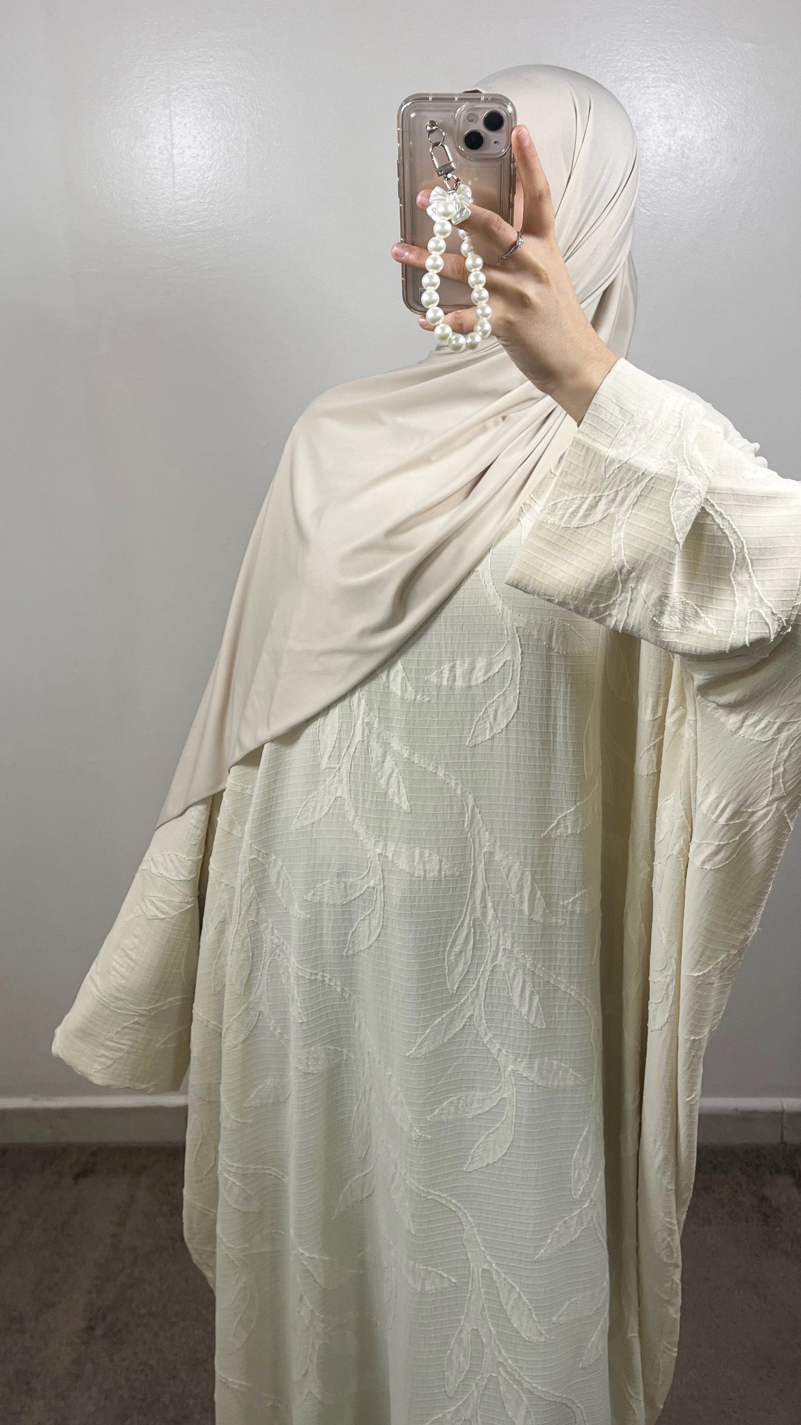 ABAYA BLUMENMUSTER ECRU