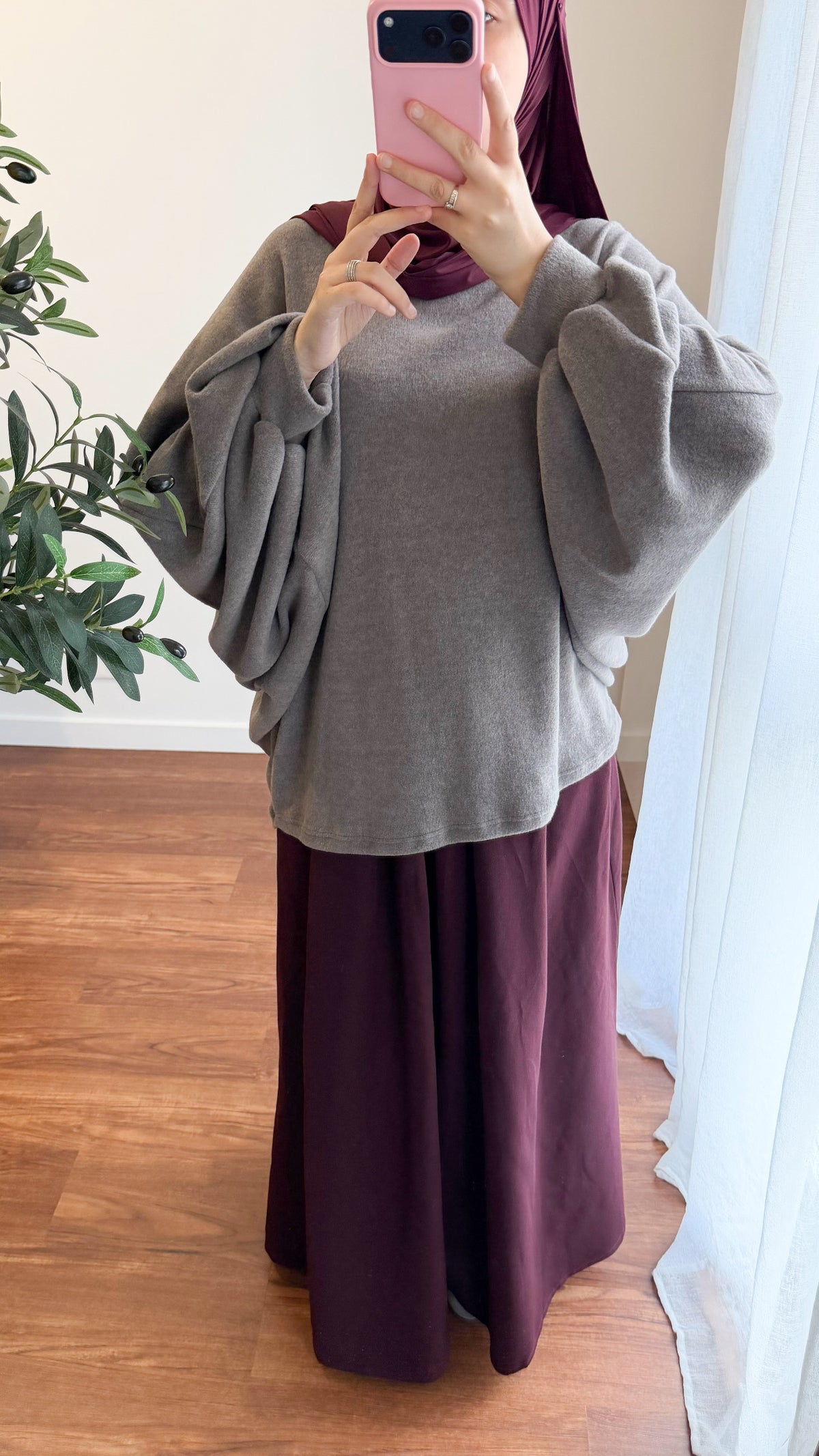 PULL MANCHES BOUFFANTE TAUPE
