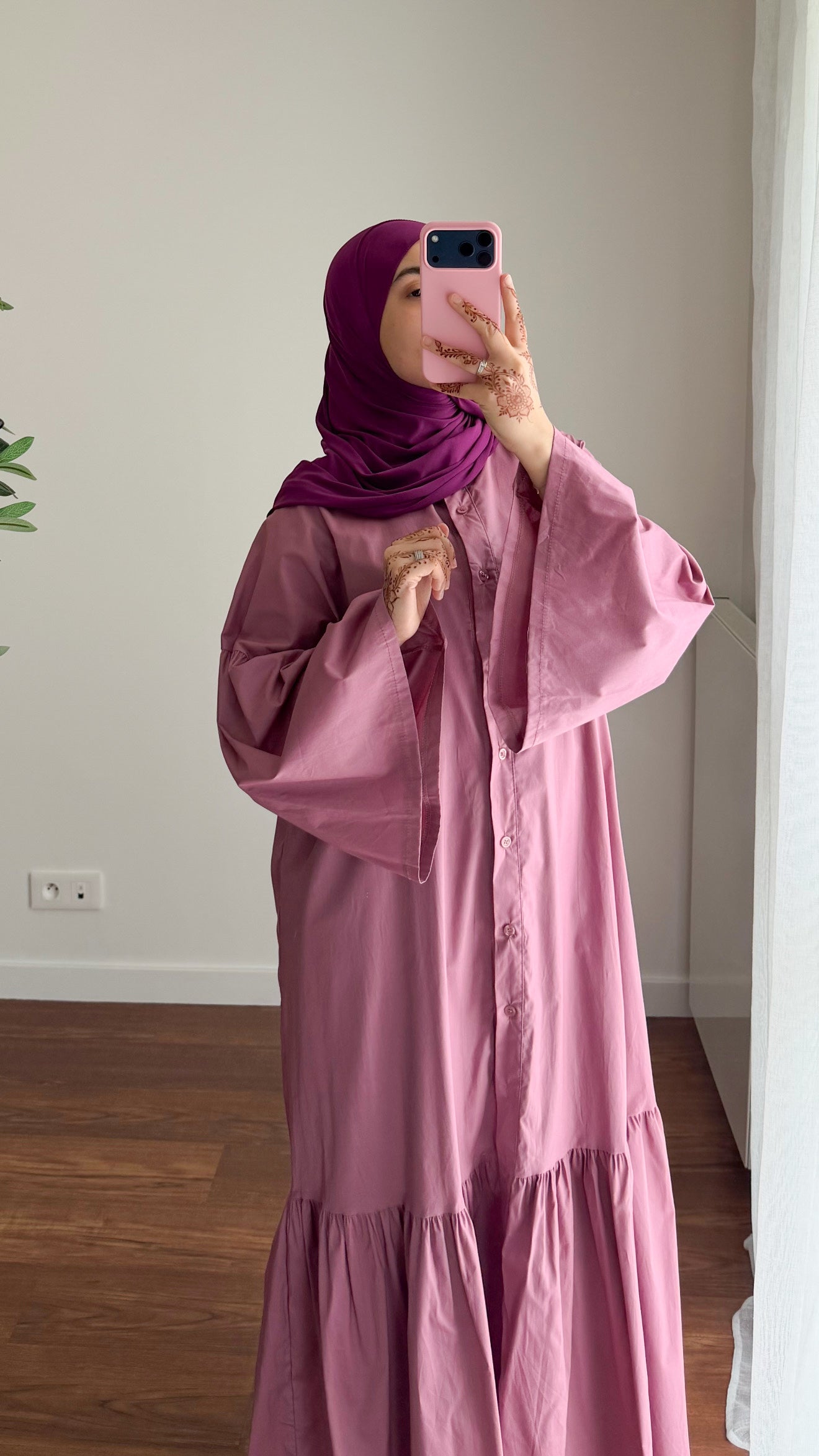 ROBE CHEMISE EN POPELINE VIOLET