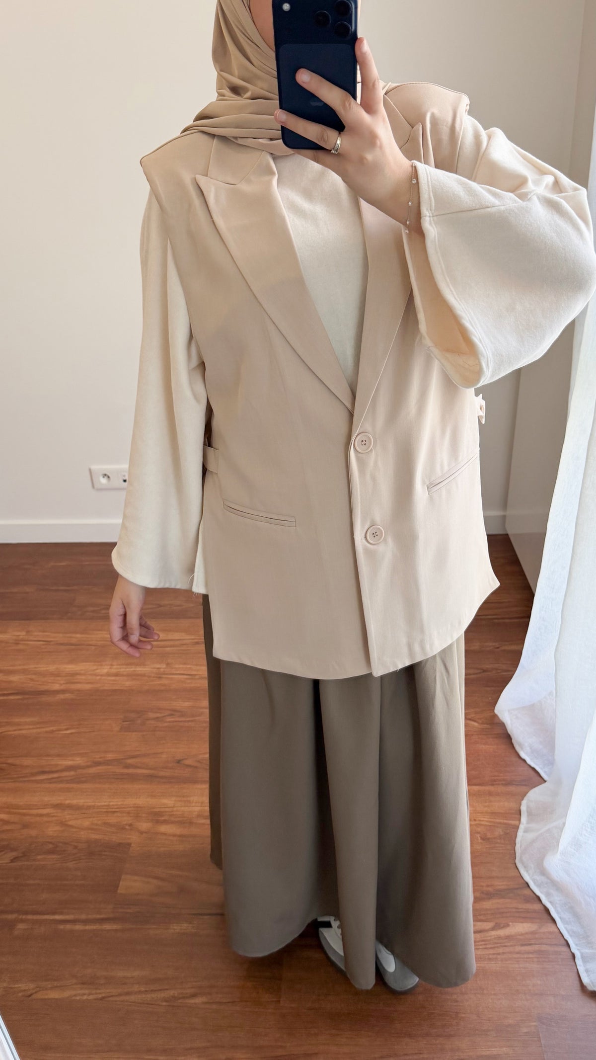 BLAZER SANS MANCHES BEIGE