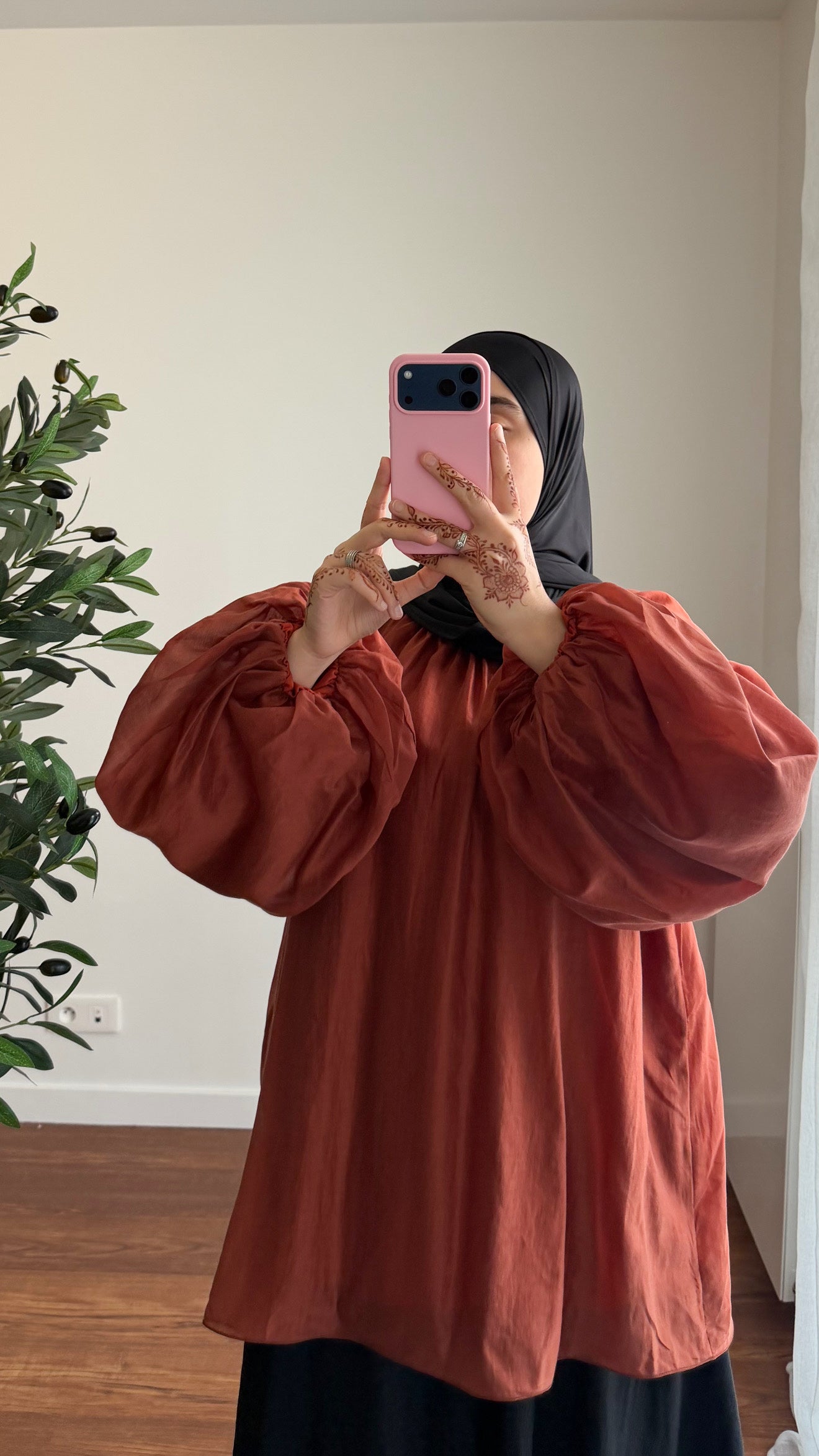 BLOUSE TENCEL BRIQUE