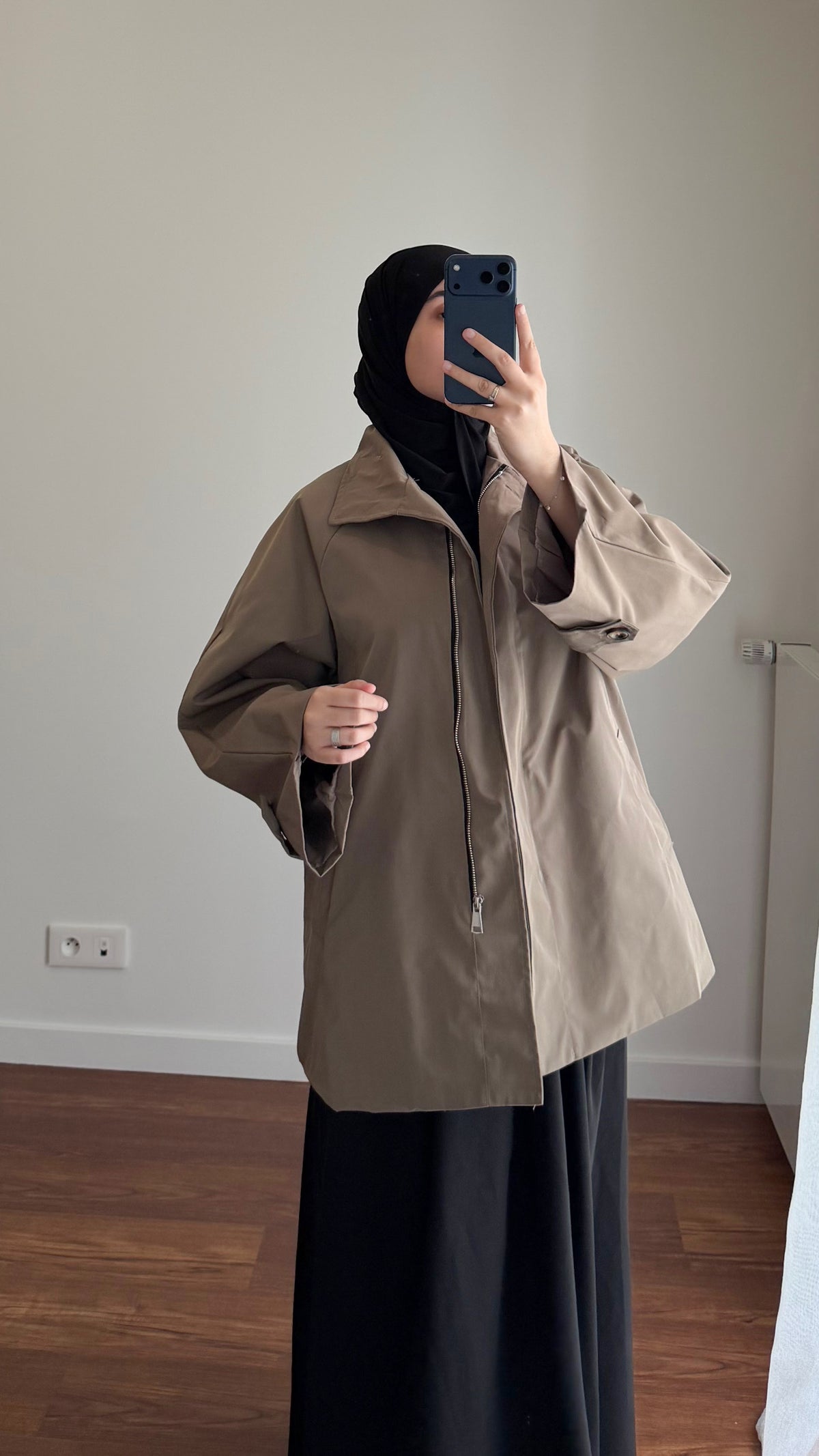 TRENCH MI-LONG OVERSIZE TAUPE