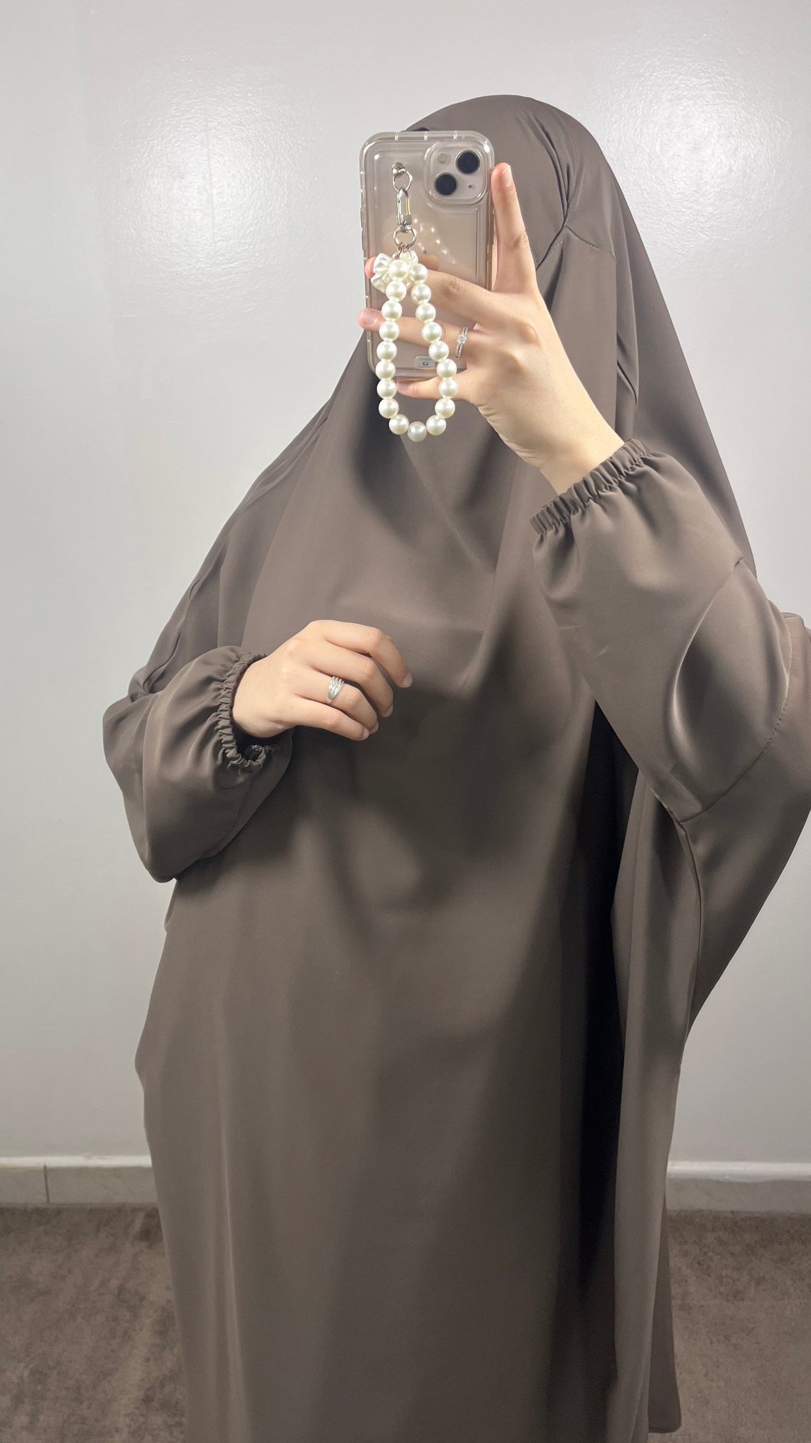 2 PIECE JILBEB IN TAUPE MEDINA SILK