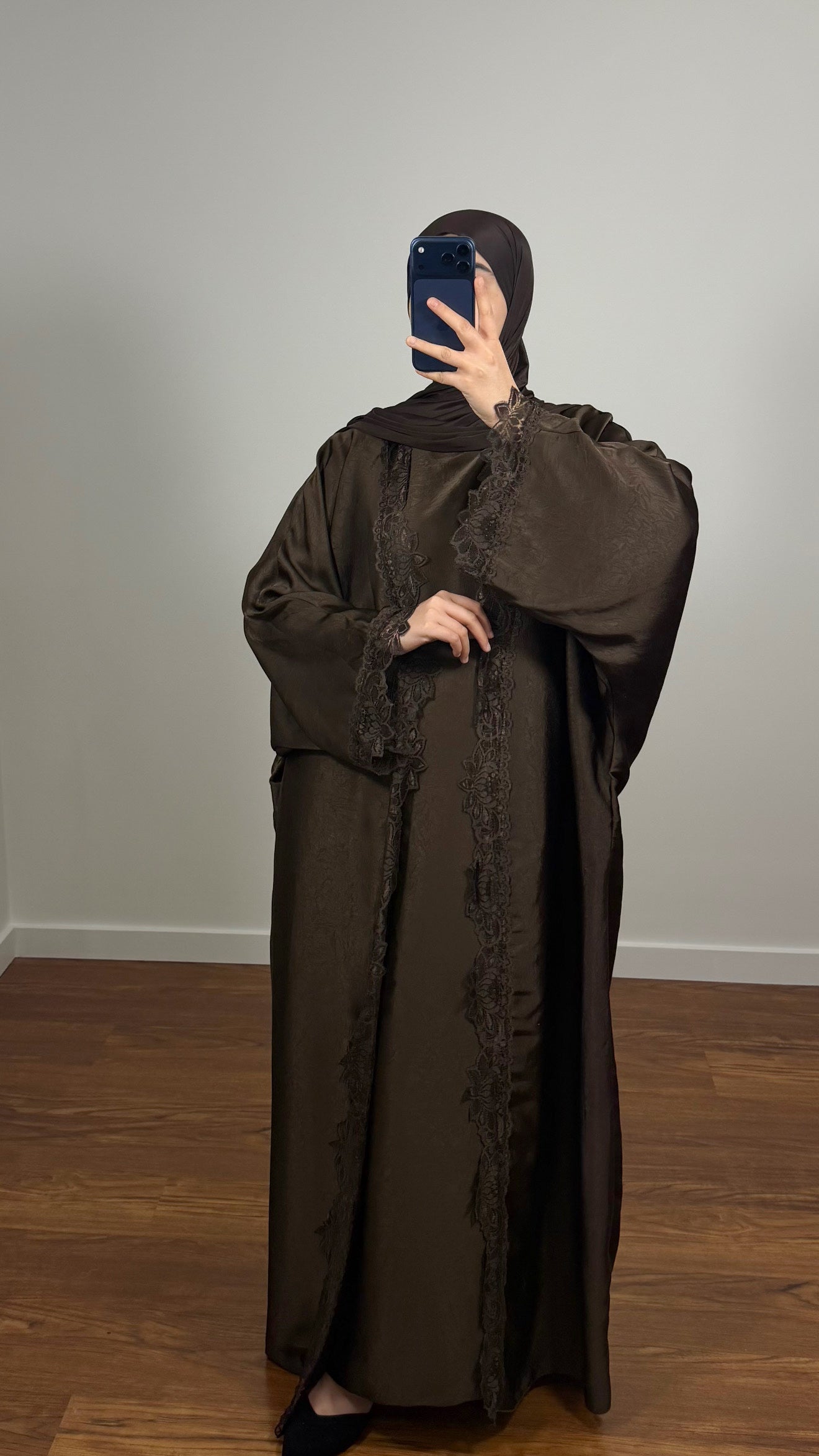 ENSEMBLE DINA KIMONO + SOUS ABAYA MARRON