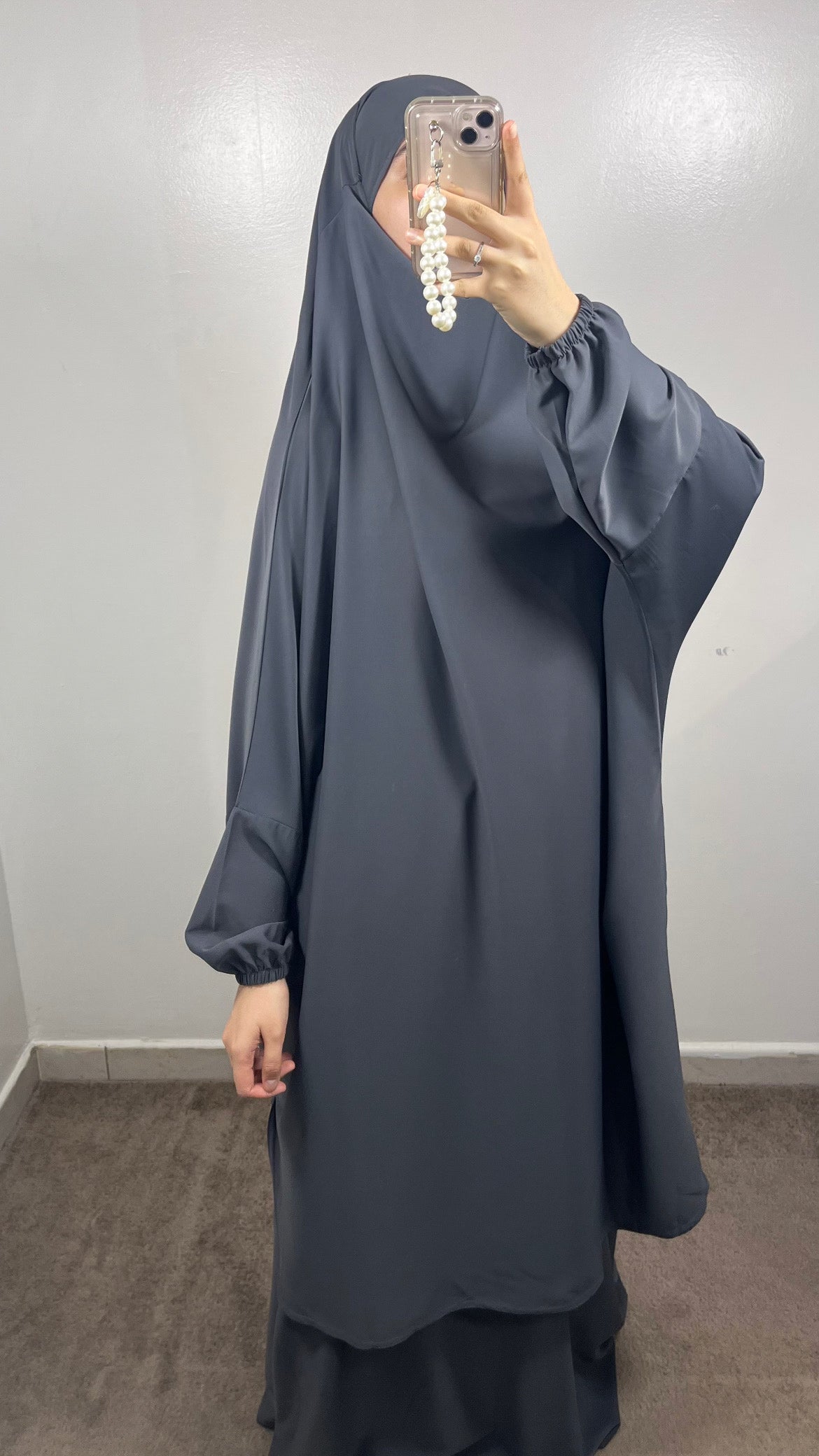 2 PIECE JILBEB IN ANTHRACITE GREY MEDINA SILK