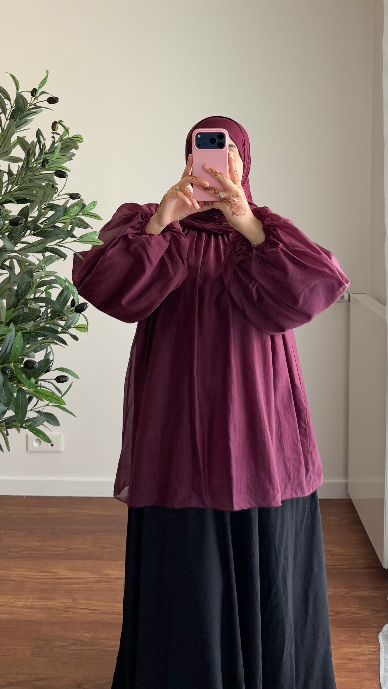 BLOUSE TENCEL BORDEAU
