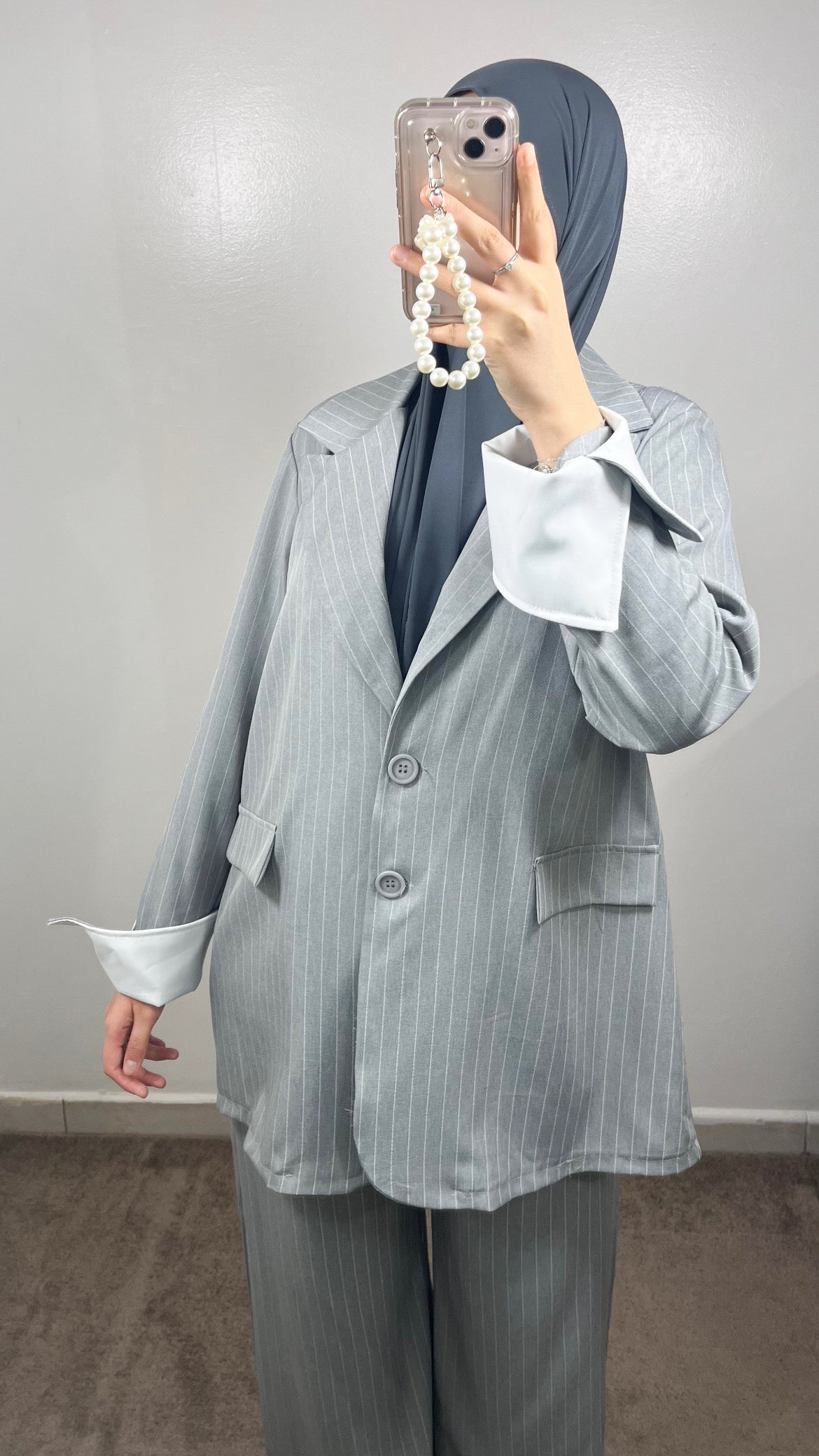 GREY BLAZER STRIPE SET