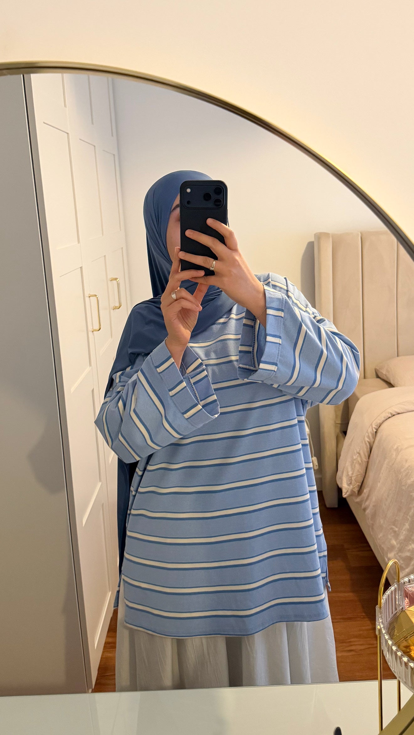 T-SHIRT RAYÉ OVERSIZE BLEU CIEL