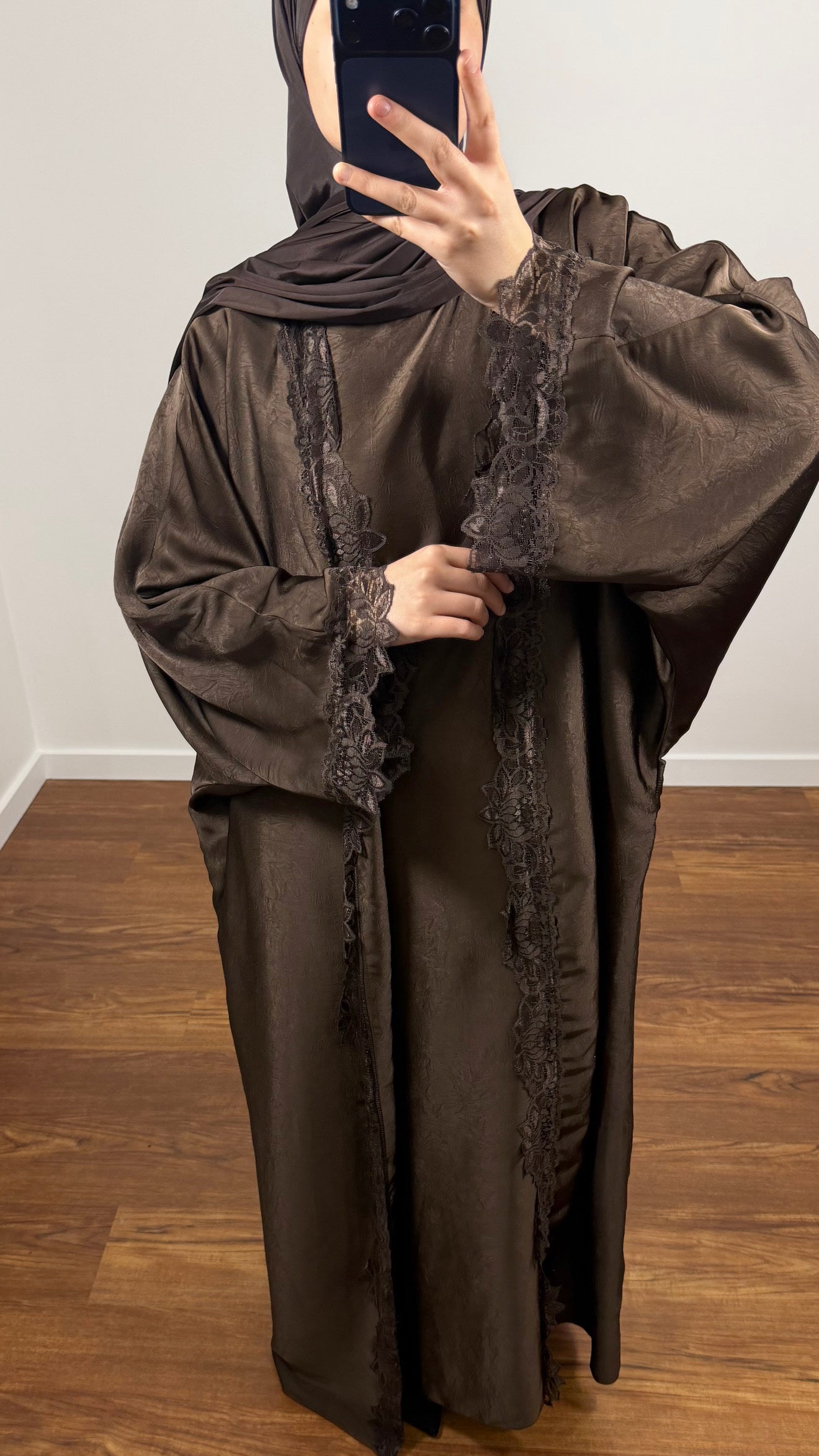 ENSEMBLE DINA KIMONO + SOUS ABAYA MARRON