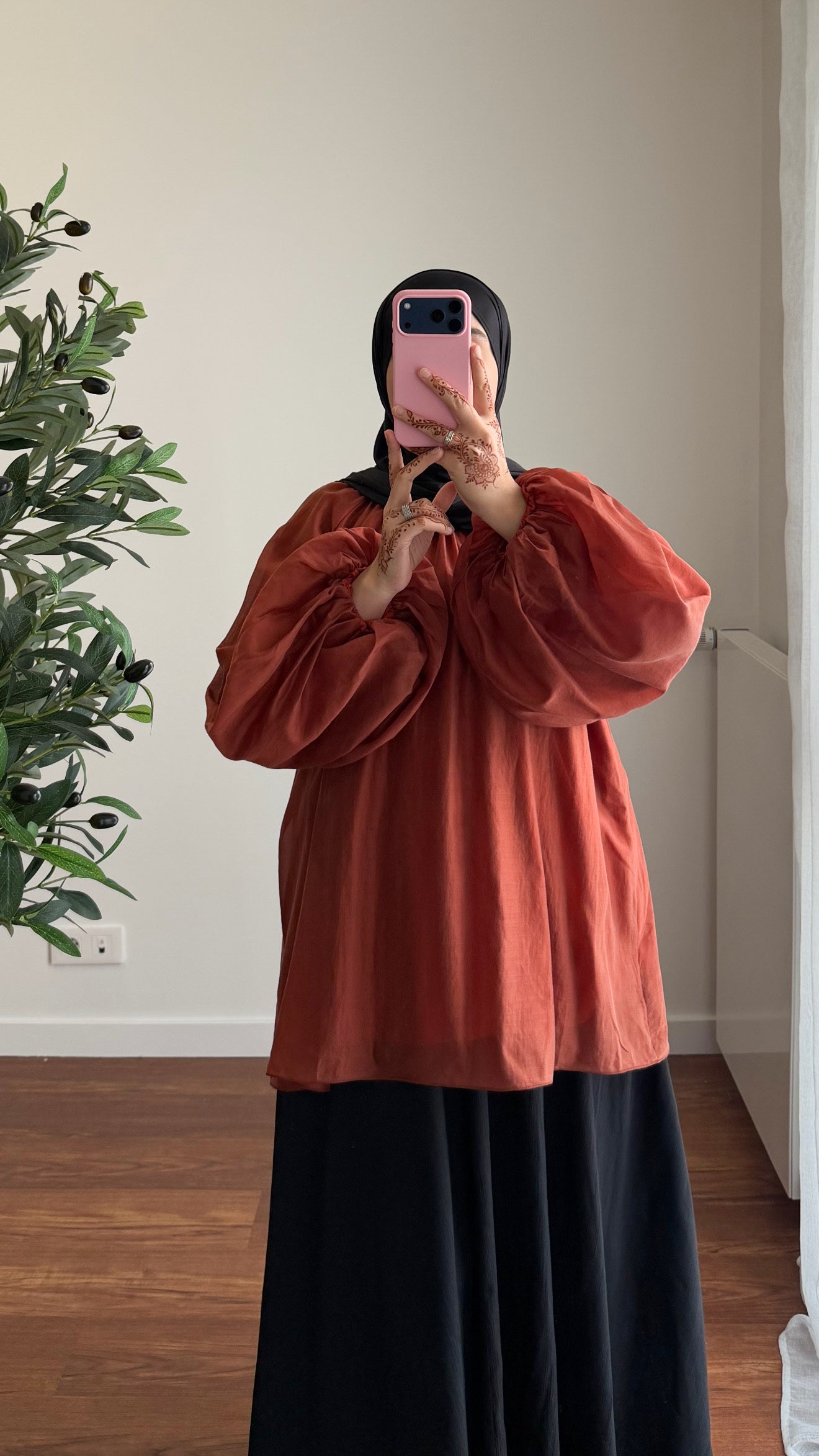 BLOUSE TENCEL BRIQUE