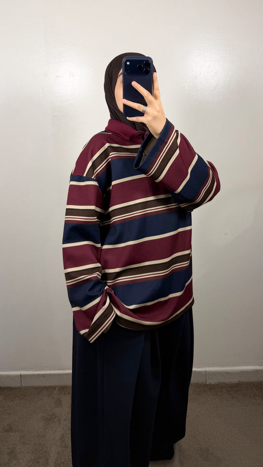 POLO EPAIS BORDEAU/BLEU MARINE/MARRON