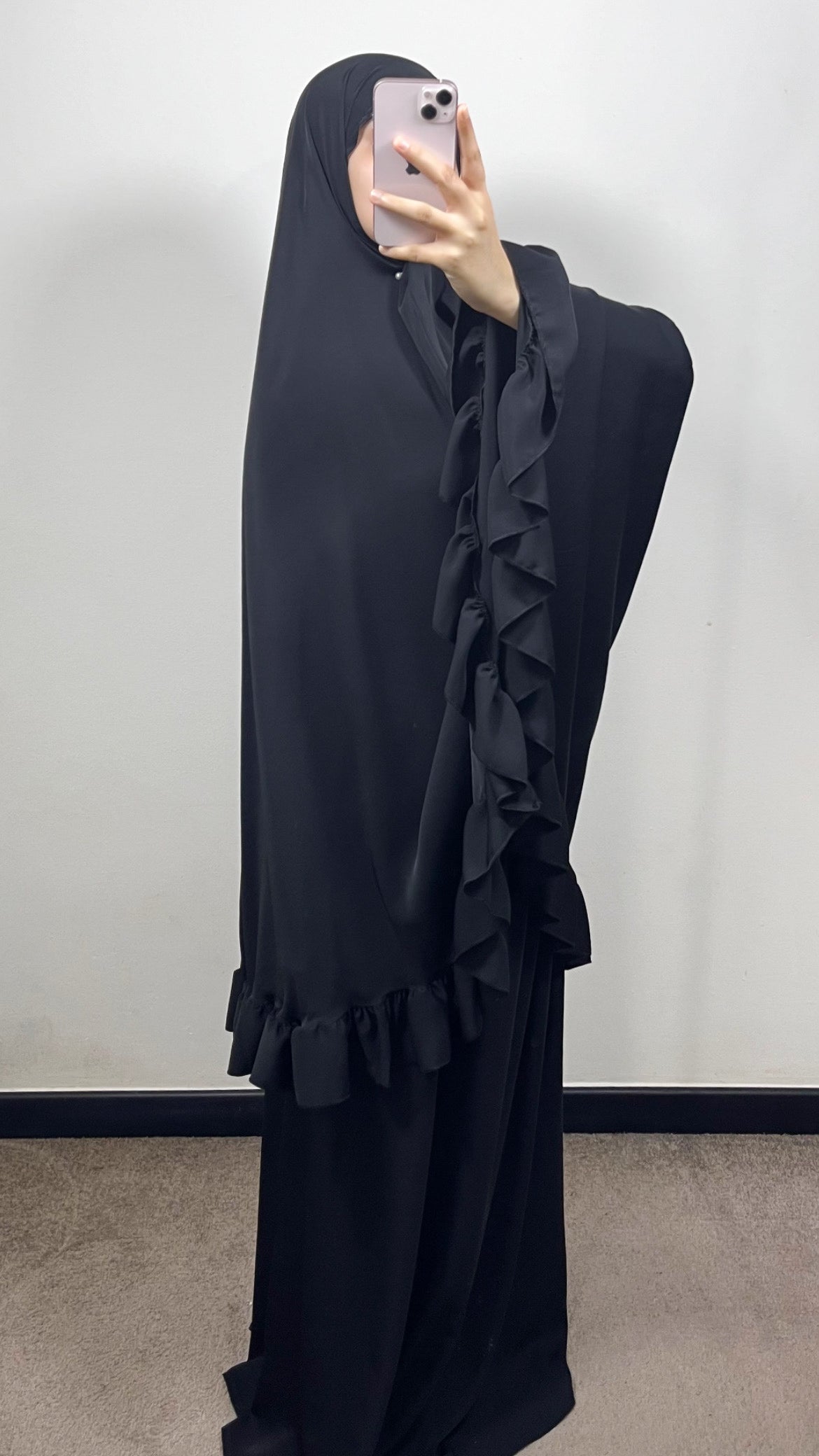 SET DE PRIÈRE FROUFROU EN SOIE DE MEDINE NOIR
