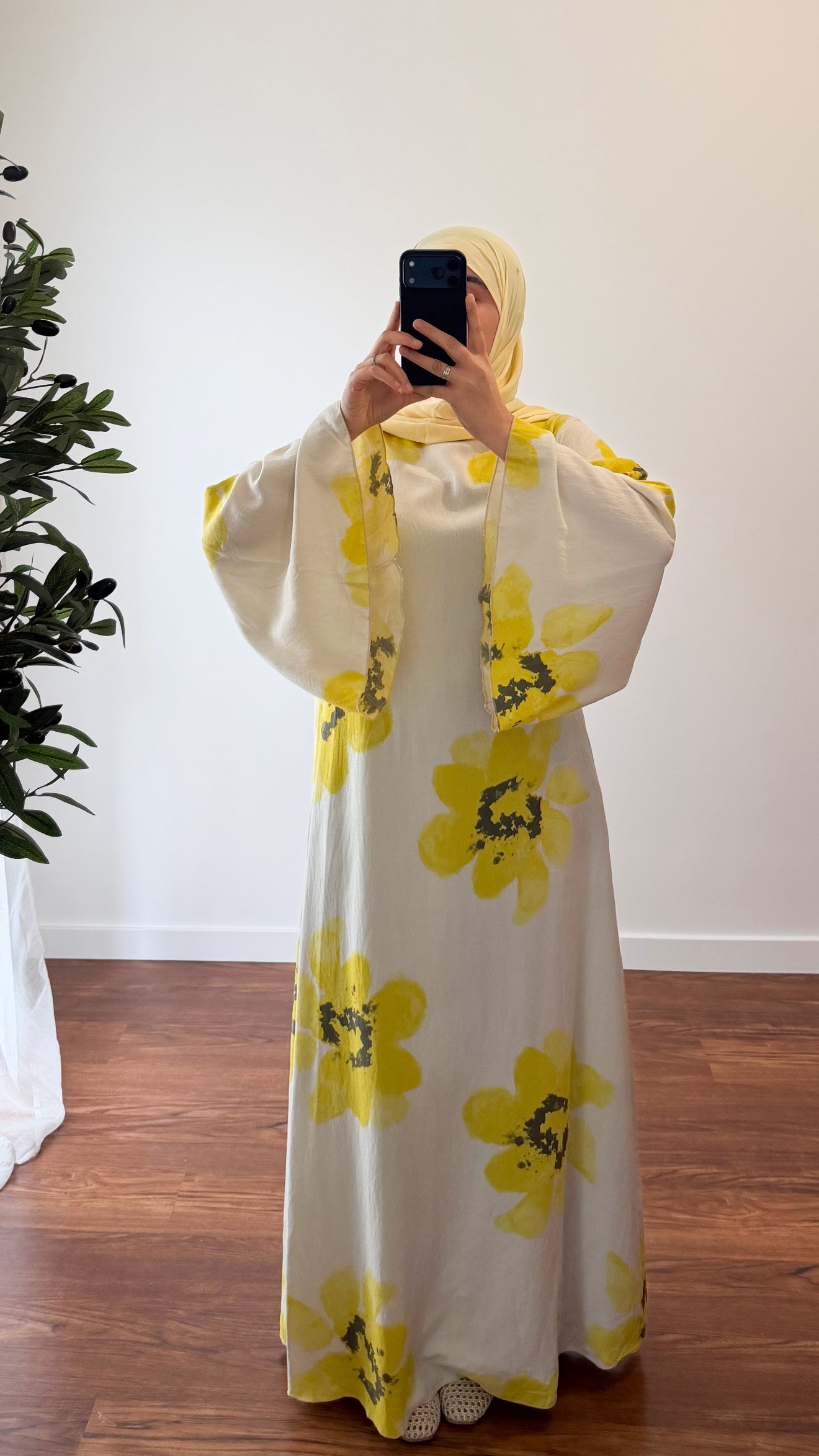 ROBE MOTIF FLEUR JAUNE/BLANC
