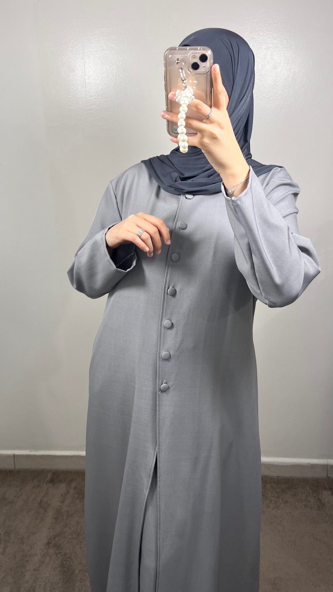 GREY BUTTONED SKIRT SET