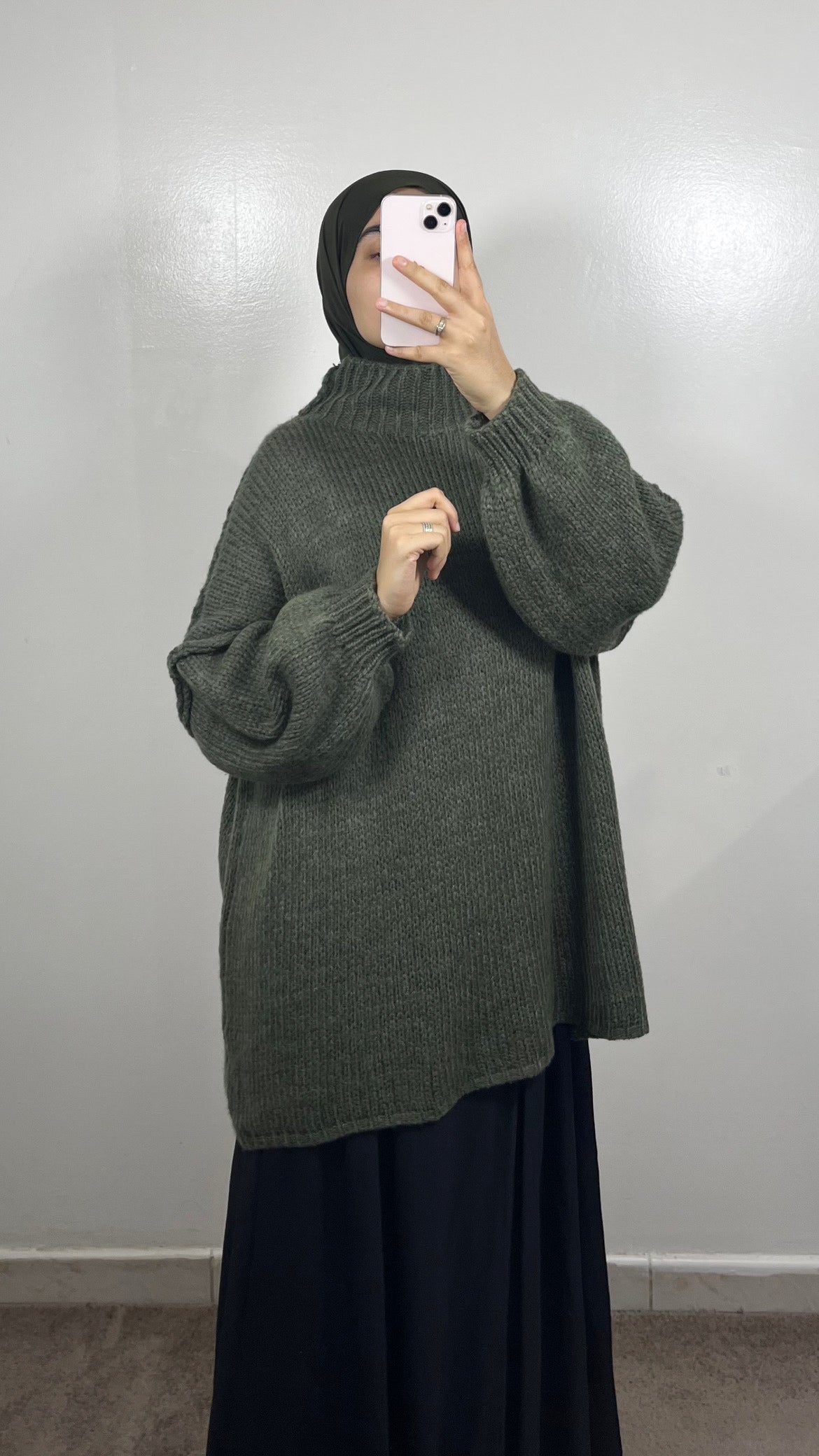PULL EN LAINE VERT KAKI