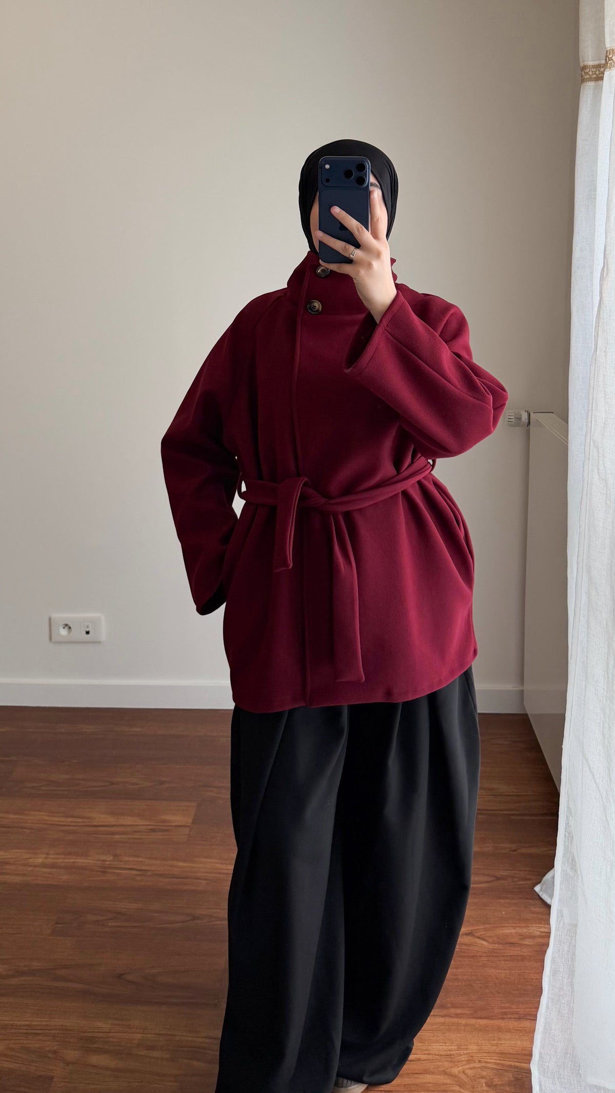 MANTEAU MI-LONG BORDEAU