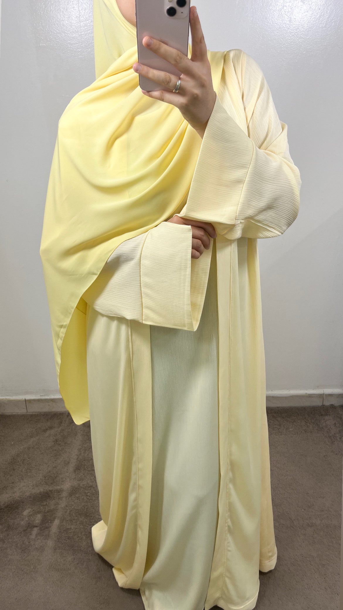 SET AYA KIMONO + SOUS ABAYA JAUNE