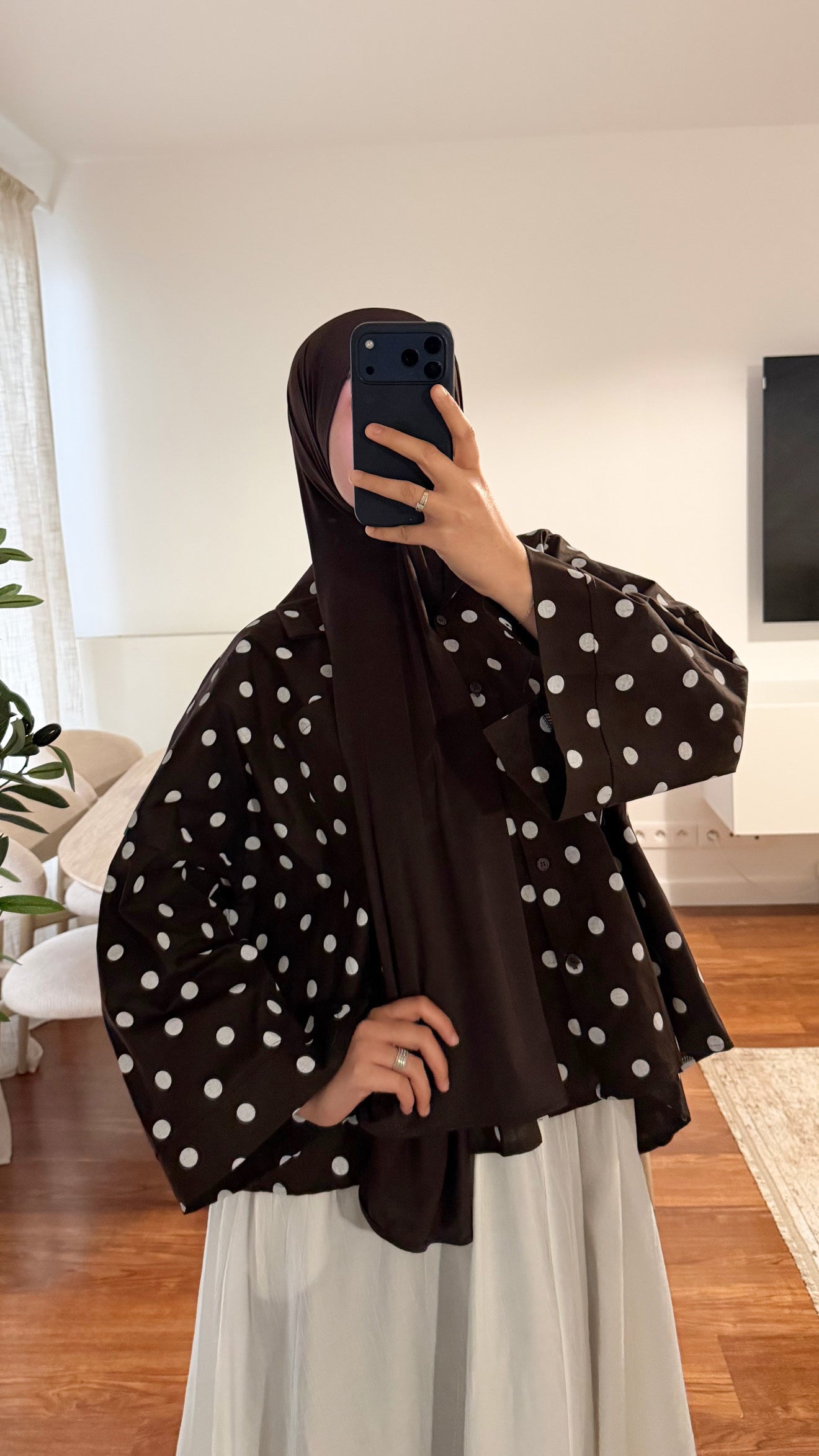 CHEMISE À POIS MARRON