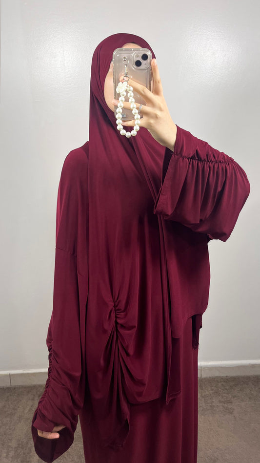 ABAYA + HIJAB BURGUNDY SET IN PREMIUM JERSEY