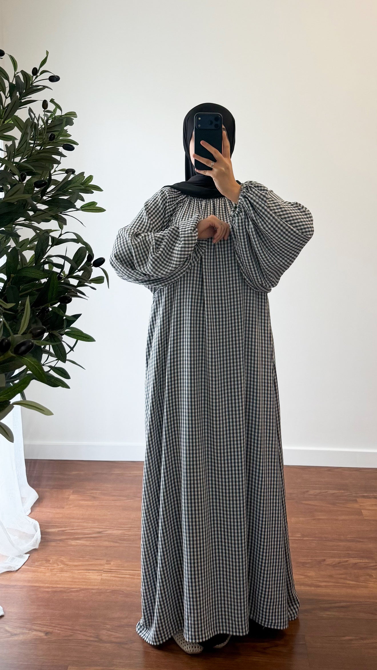 ABAYA VICHY NOIR