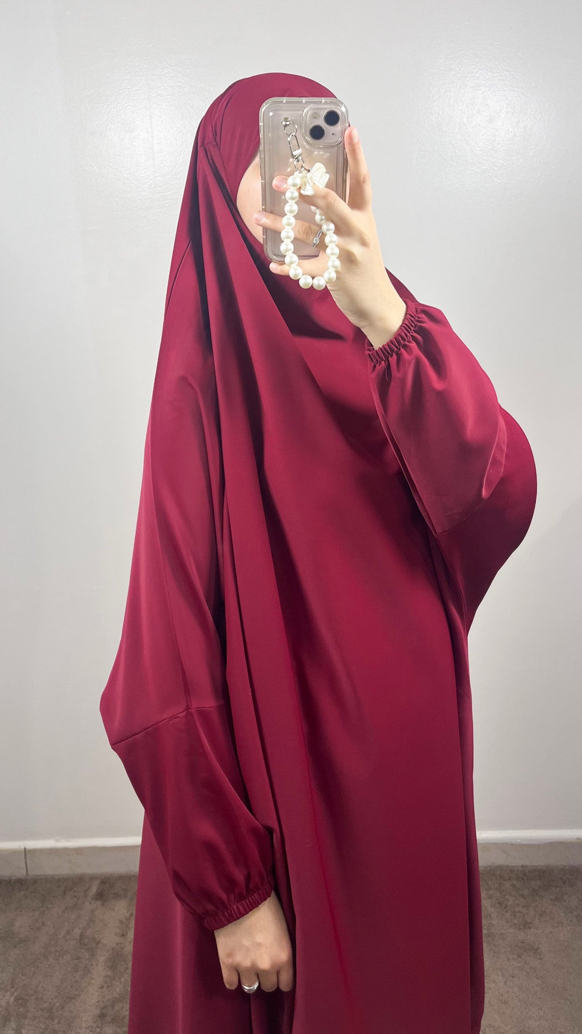 2 PIECE JILBEB IN MEDINA SILK BURGUNDY