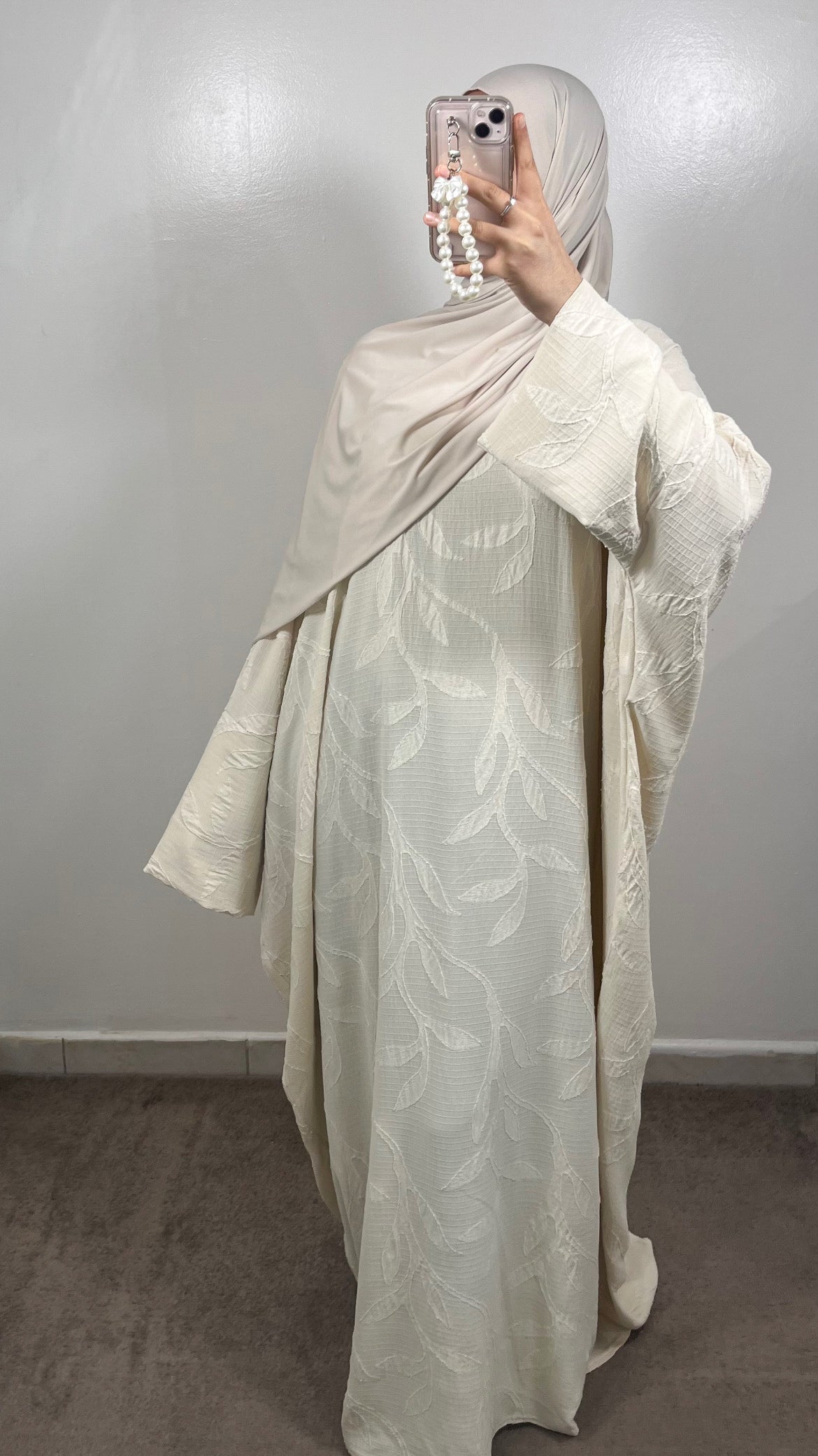ABAYA BLUMENMUSTER ECRU