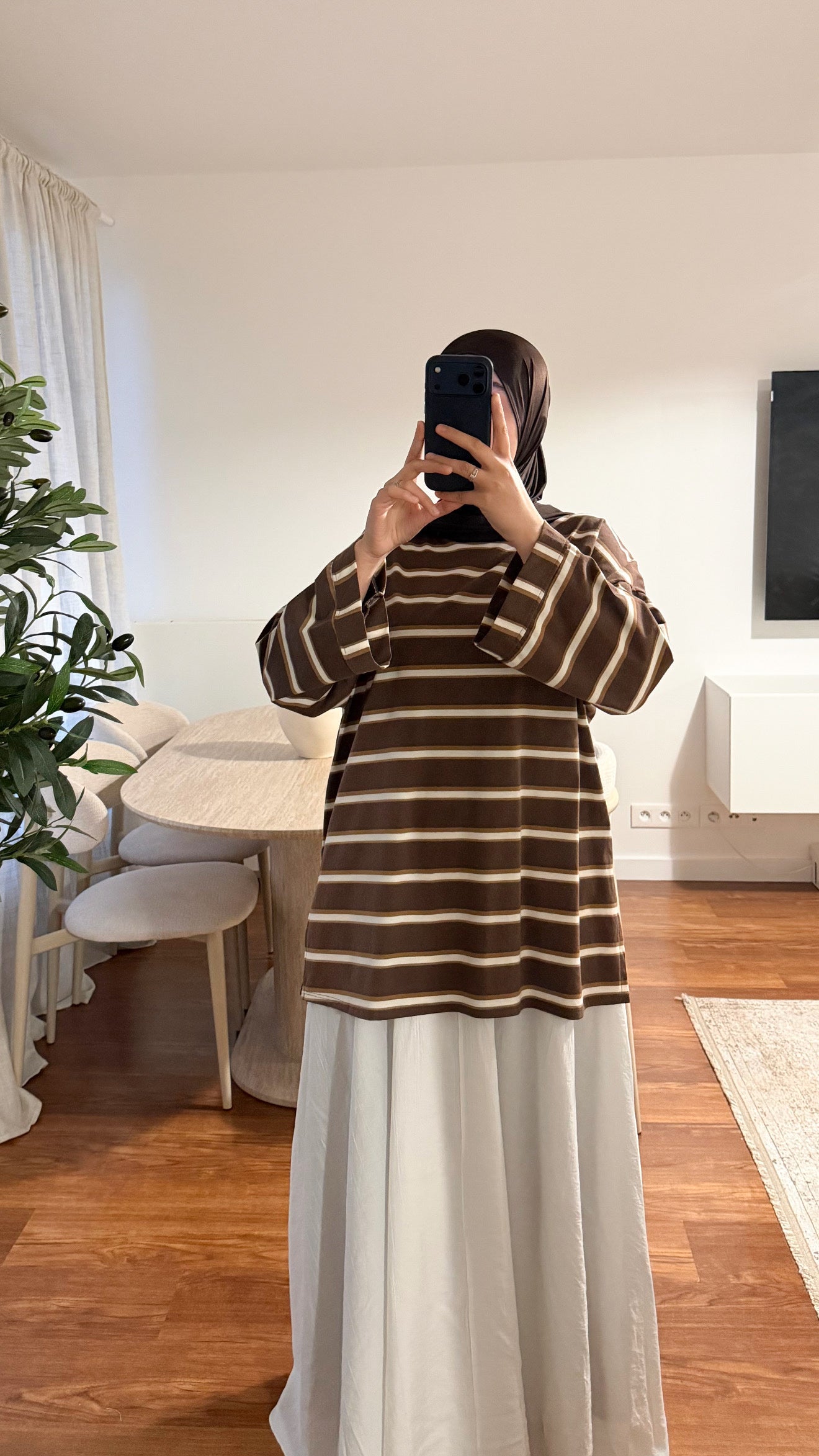 T-SHIRT RAYÉ OVERSIZE MARRON