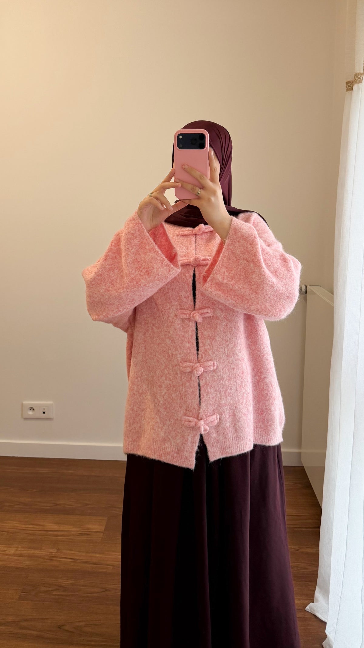 CARDIGAN YUMNA MANCHES LONGUES ROSE
