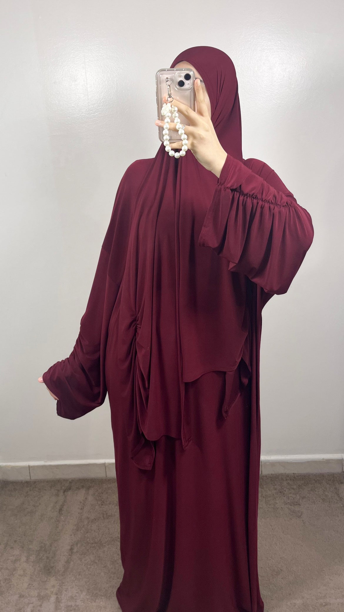 ABAYA + HIJAB BURGUNDY SET IN PREMIUM JERSEY