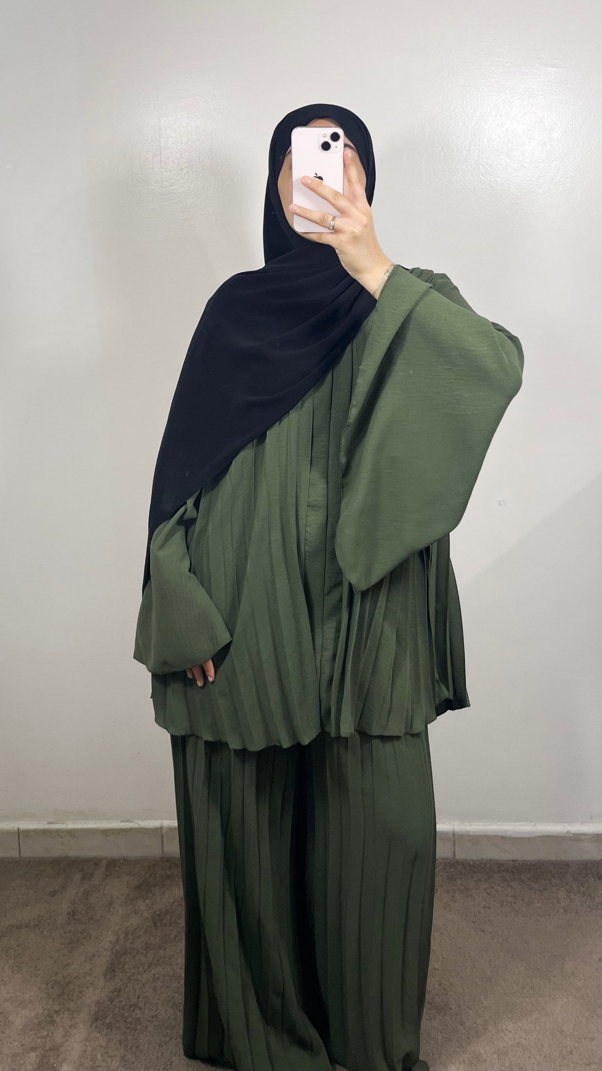 ENSEMBLE PLISSÉ SIHAM VERT KAKI