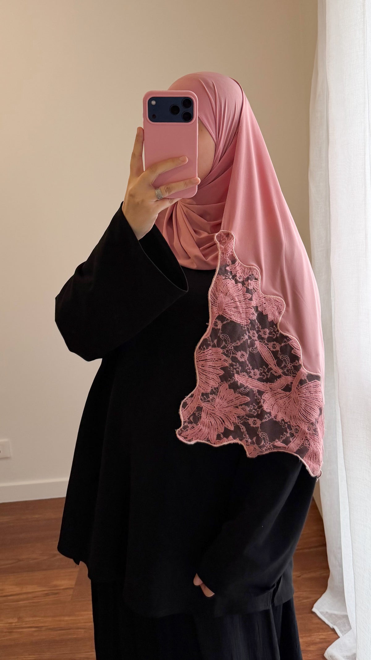 HIJAB JERSEY PREMIUM DENTELLE ROSE
