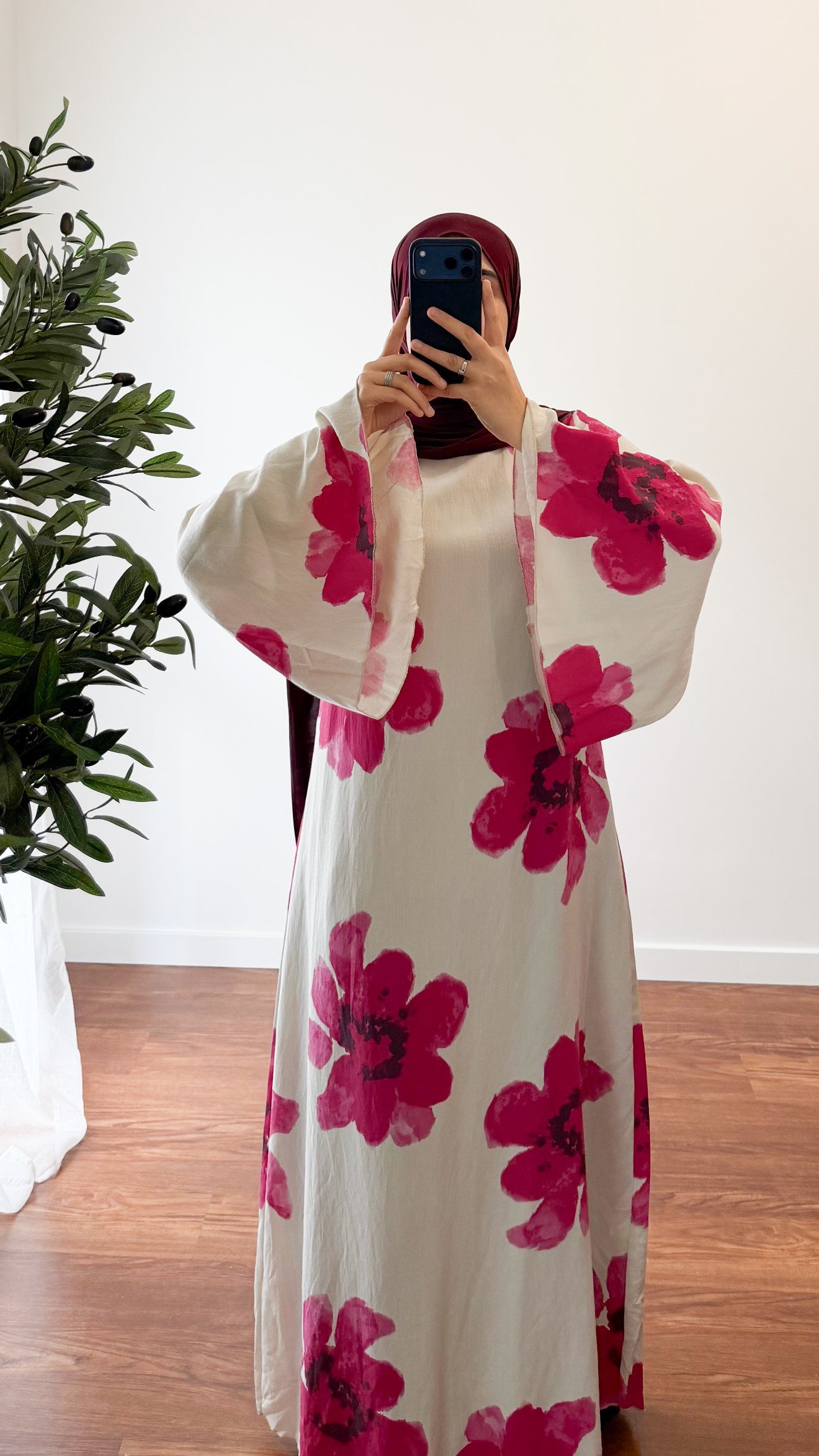 ROBE MOTIF FLEUR ROSE FUSHIA/BLANC