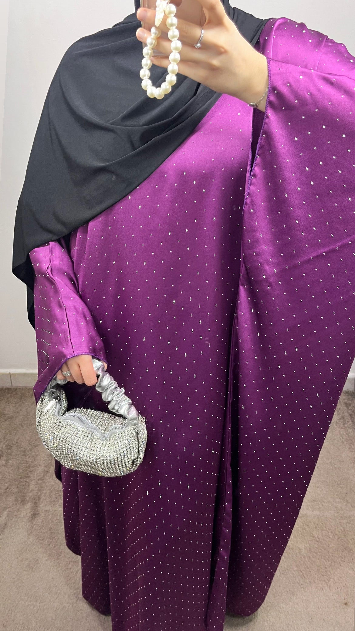 CLASSIC PURPLE RHINESTONE ABAYA