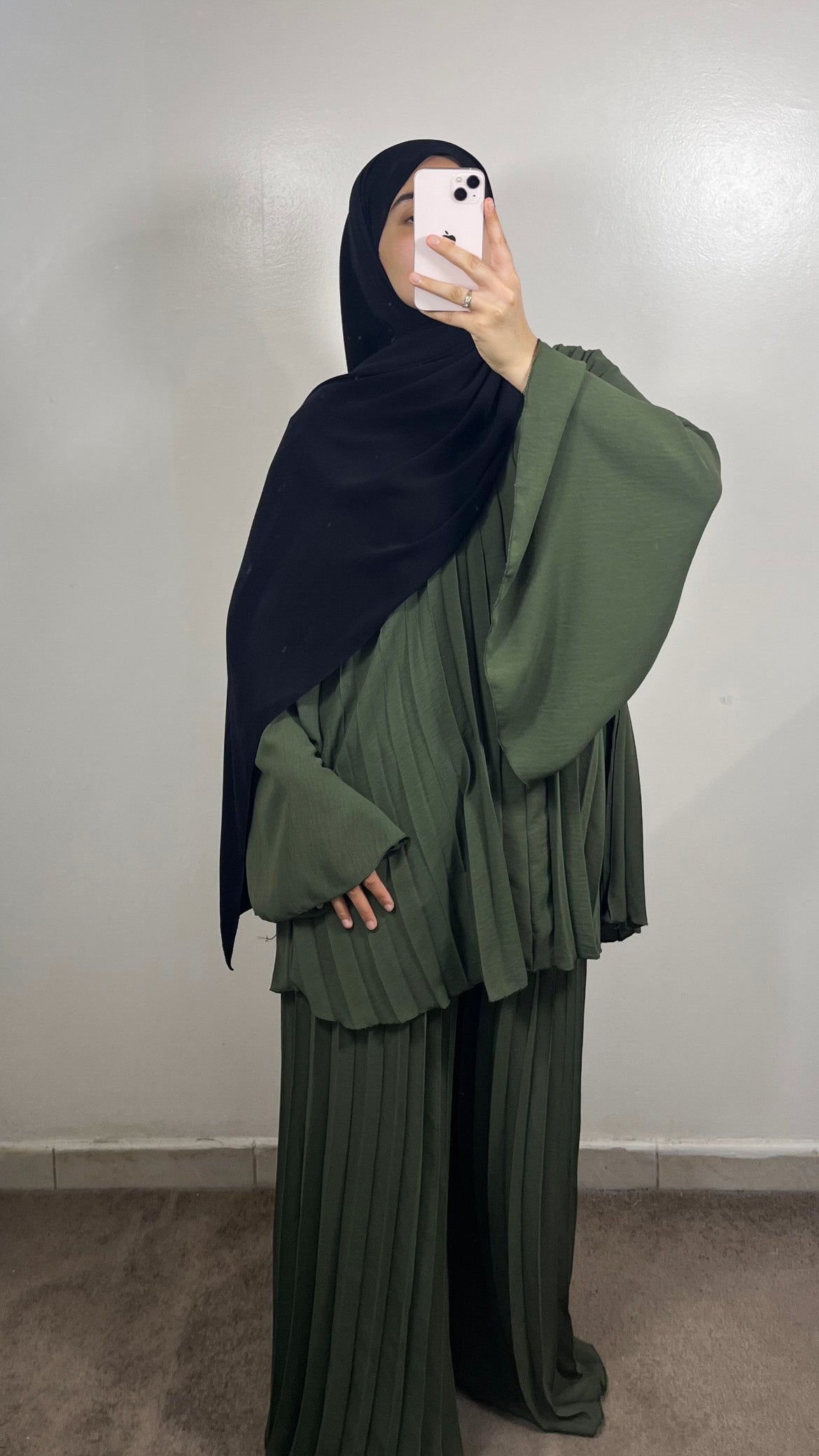 ENSEMBLE PLISSÉ SIHAM VERT KAKI