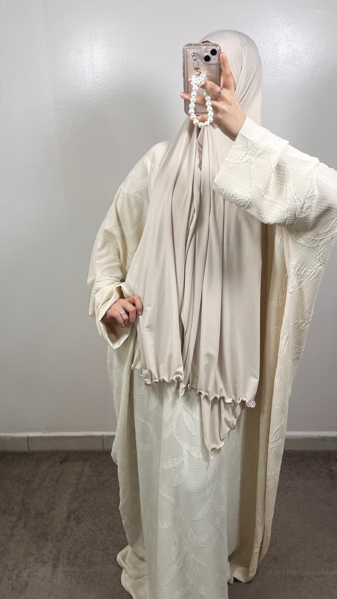 ABAYA BLUMENMUSTER ECRU